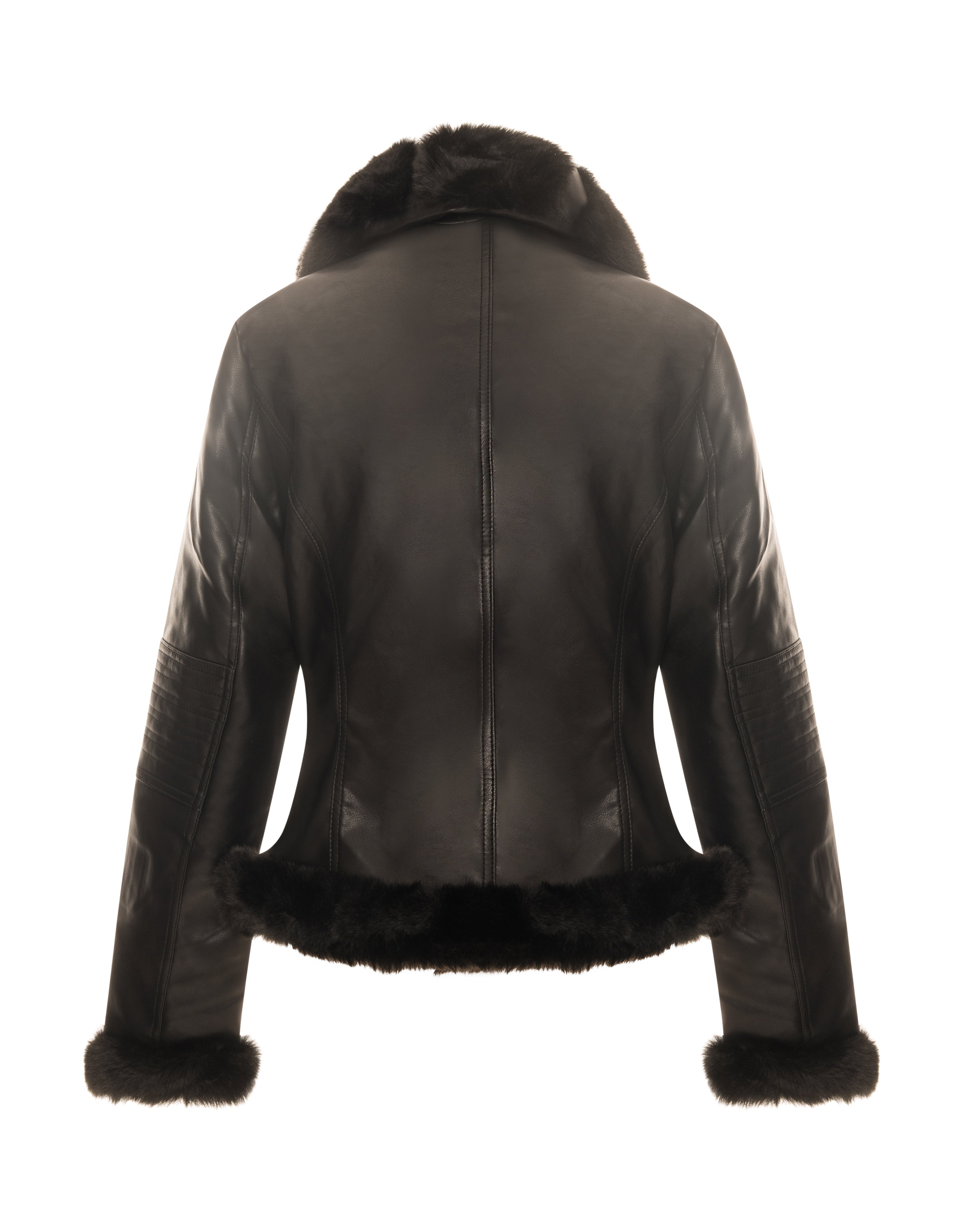 Biker Jacket with Fake Fur Details Fracomina 8058752023220BACK