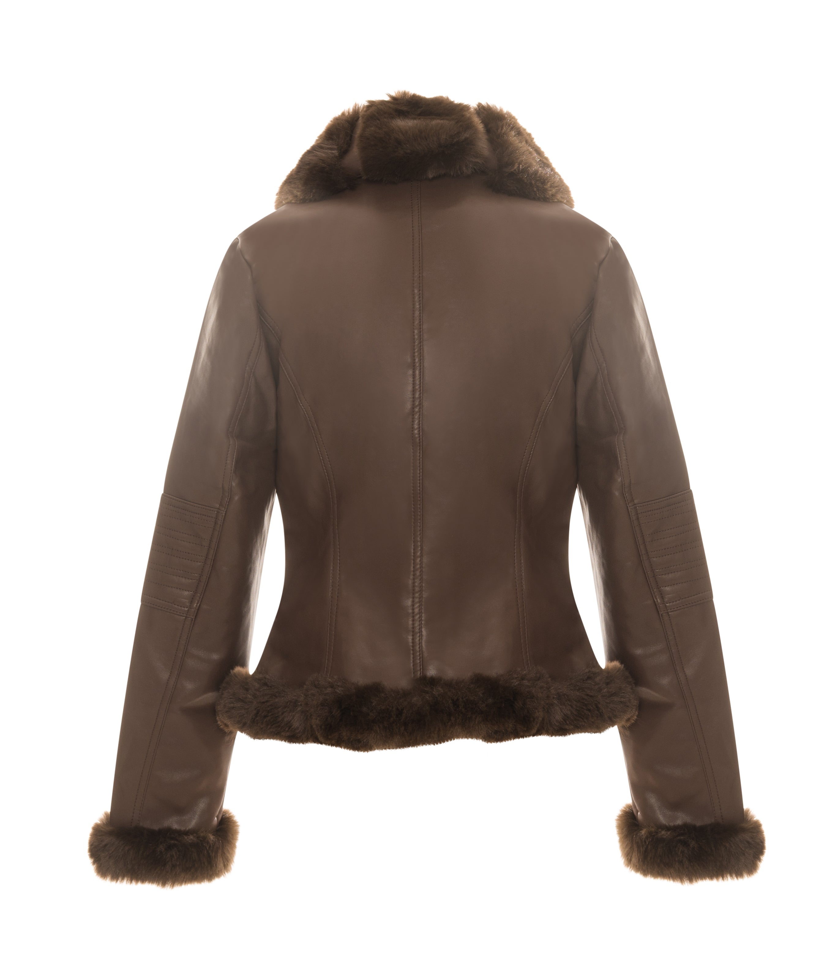 Biker Jacket with Fake Fur Details Fracomina 8058752023275BACK