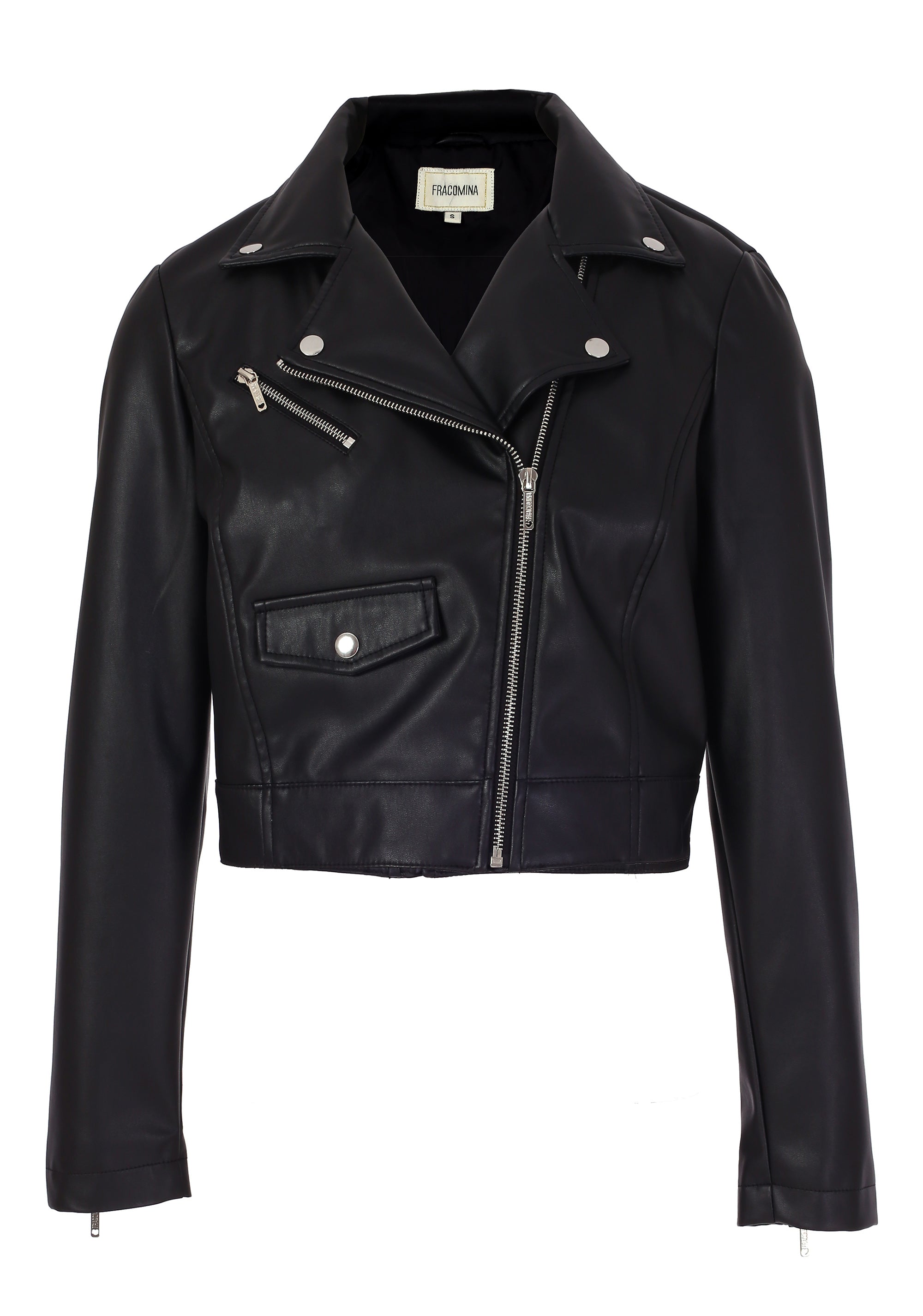 Regular short jacket in faux leather