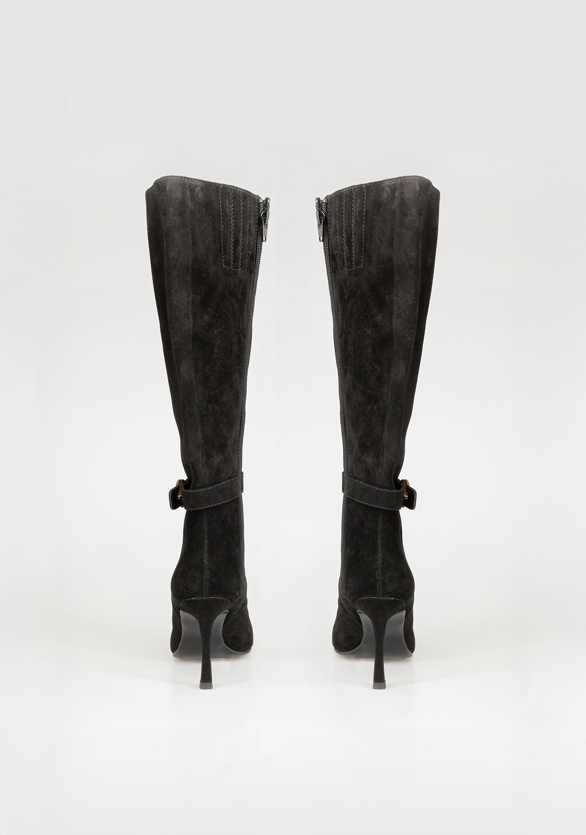 Suede Knee-High Boots with Heel and Jewel Buckle Fracomina F825WS5002L42101-053_4_f0058544-ec9d-4528-b5c3-64832c676ad7