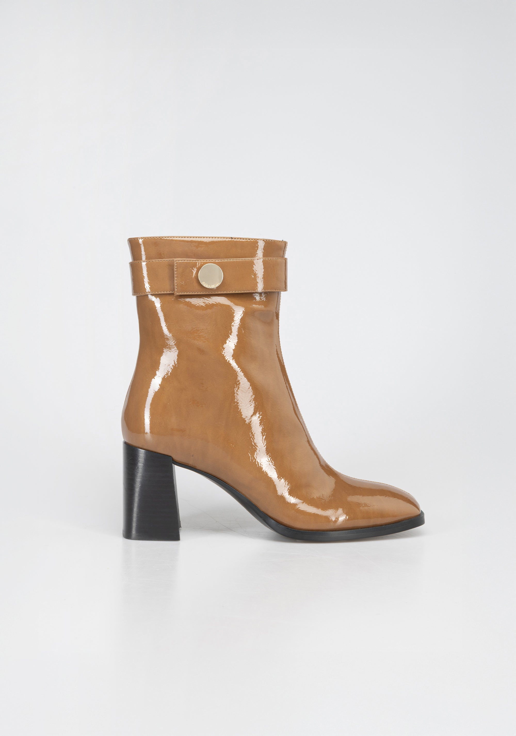 Glamorous Patent Leather Ankle Boots with Block Heel and Gold Detail Fracomina F825WS5003P44501-A25_96b2628f-530c-4698-b239-59132cdce083