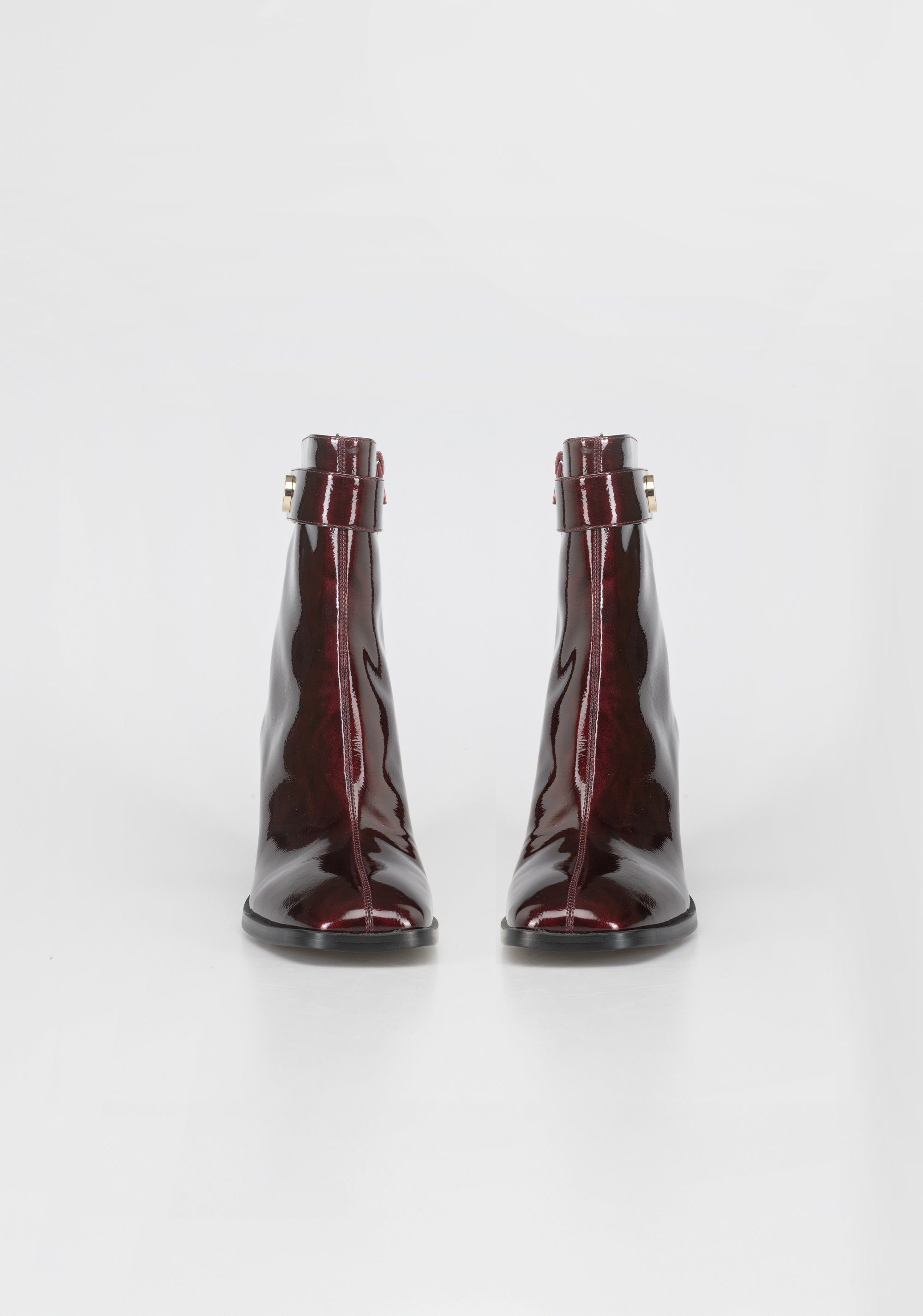 Glamorous Patent Leather Ankle Boots with Block Heel and Gold Detail Fracomina F825WS5003P44501-H75_c7422d8c-3906-4c30-8fa0-c3faffc506f5