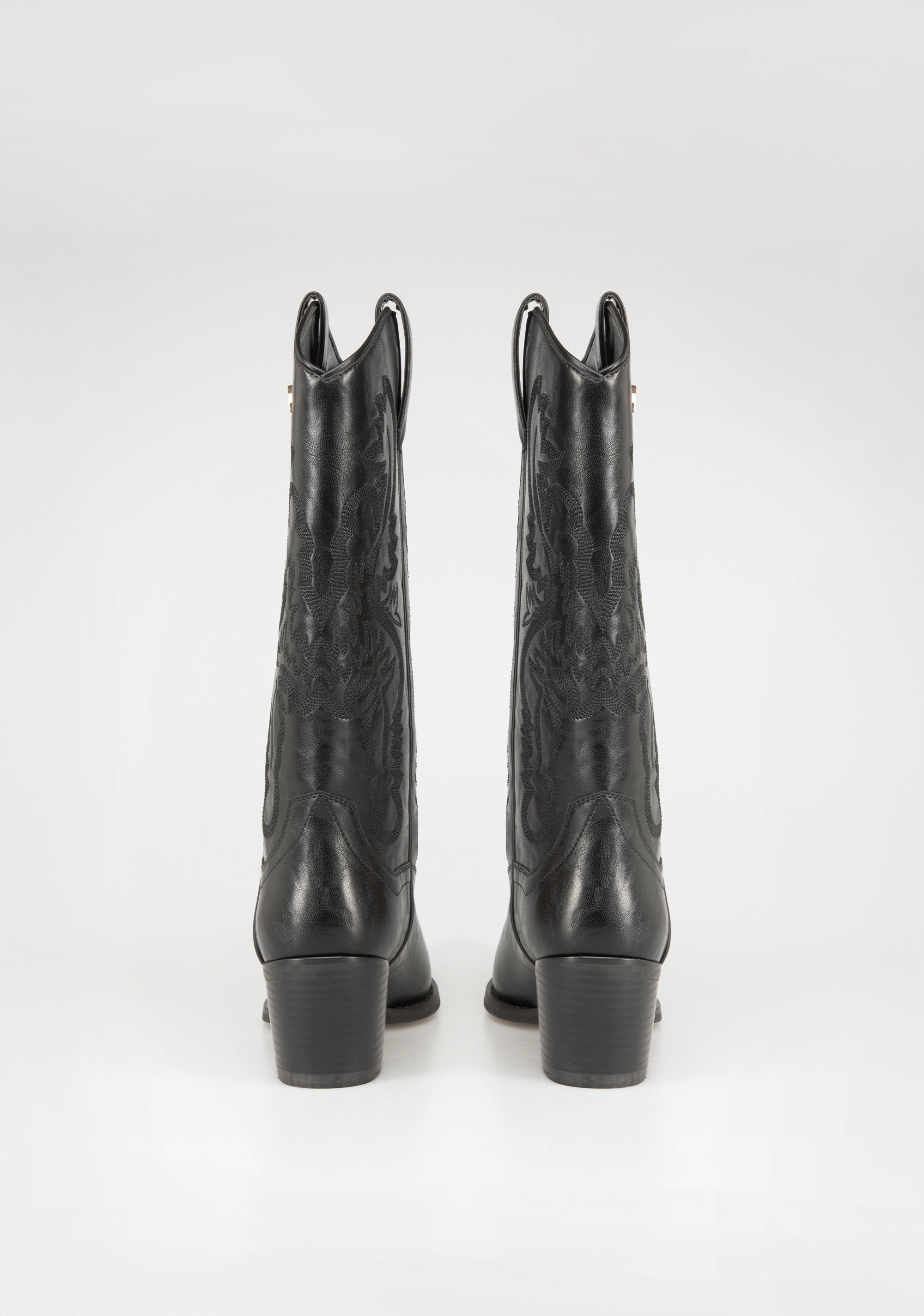 Tall Cowboy Boots with Embroidery and Sculpted Heel Fracomina F825WS5005P44201-053_4_435a21d3-afa8-470b-911d-c6e341010a46