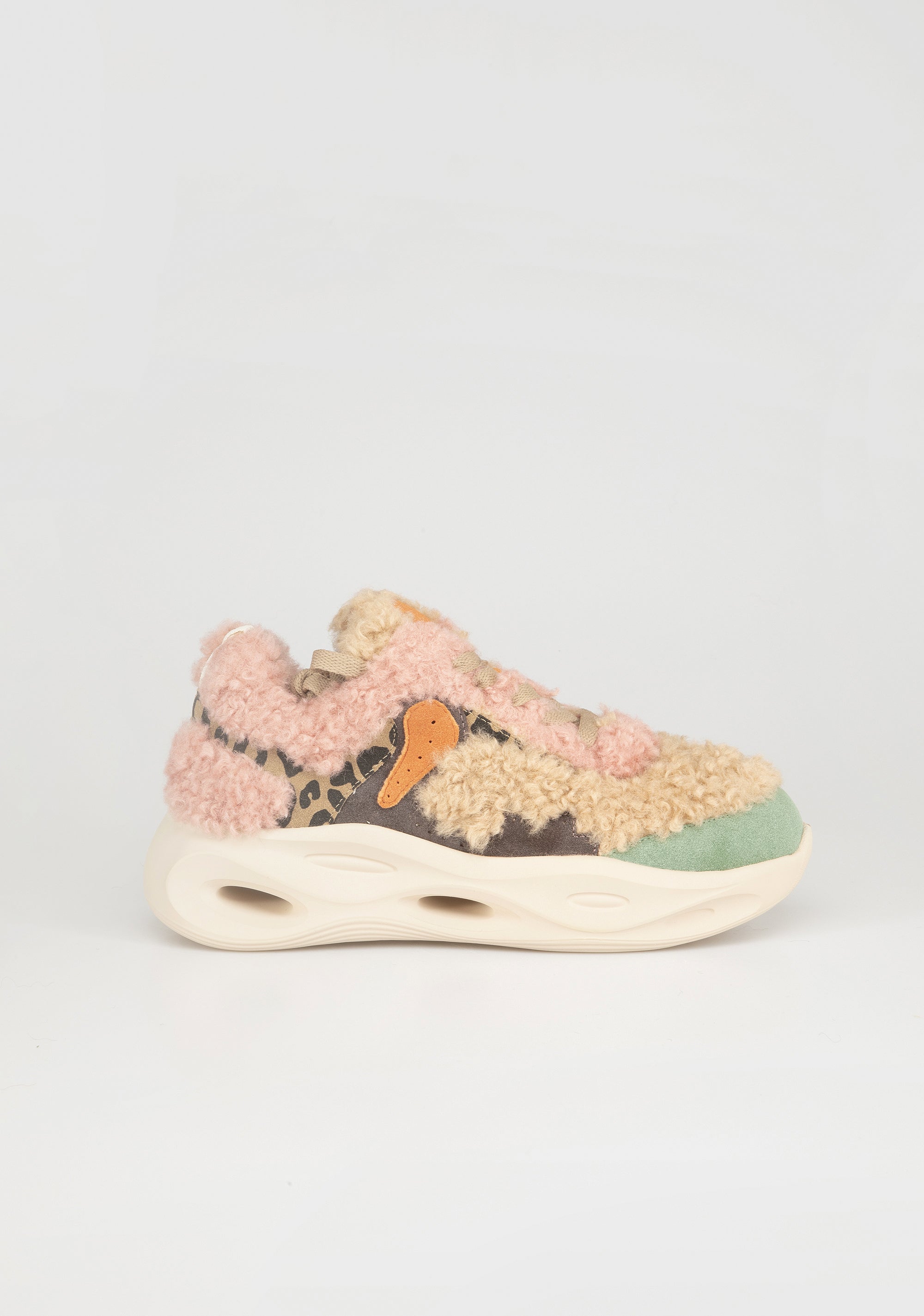 Sneakers with Patchwork of Textures and Vibrant Colors