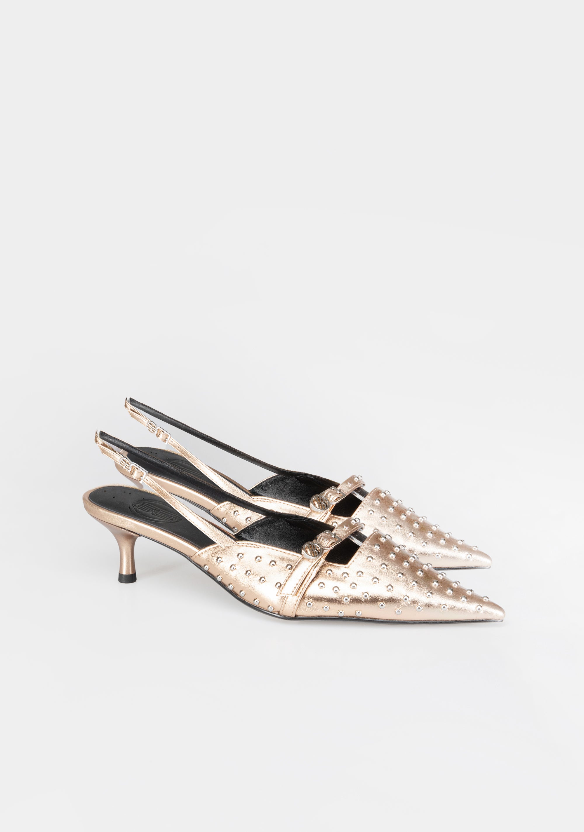 Pointed-Toe Slingbacks with Metallic Studs and Kitten Heel Fracomina F825WS9001P411L9-150_2_8051dc94-517d-4d27-9b30-e545c4039f35