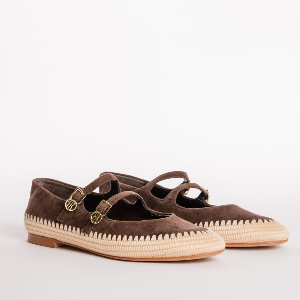 Double-Buckle Mary Jane Flats with Rope Detail Fracomina F826SS7001L42101-326_3