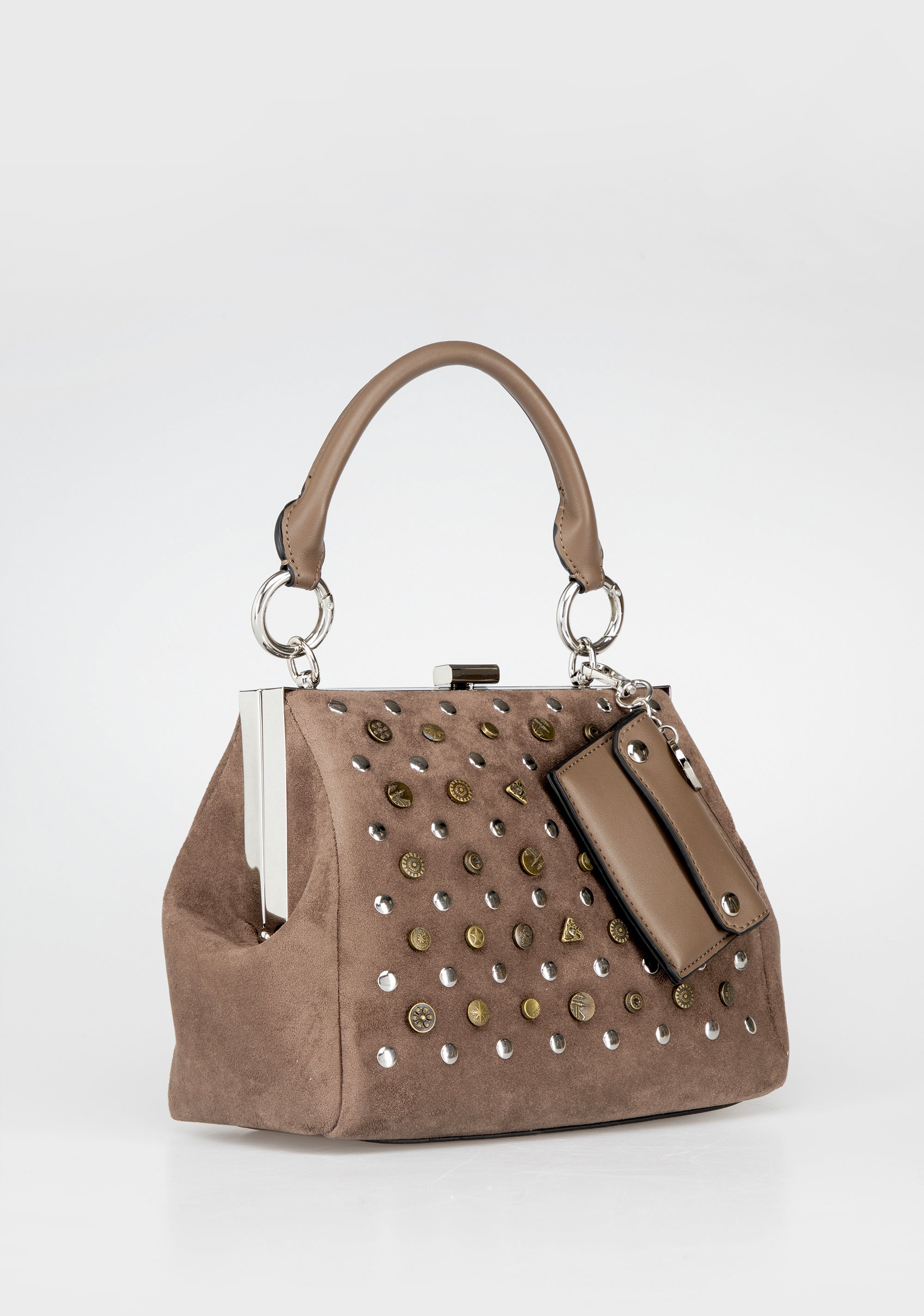 Elegant in Taupe Faux Suede with Studs and Charm Fracomina FB25WB1002P45401-G16_2_e9de5fa3-de9e-4a57-b45d-7adf74f1c4e4