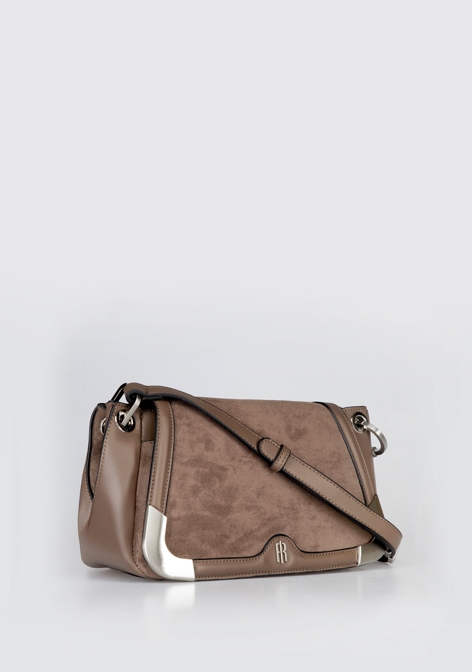 Elegant Shoulder Bag with Silver Metallic Details Fracomina FB25WB3001P45401-G16_2_a145597a-0c72-492c-b6bf-fc9b94426ca9