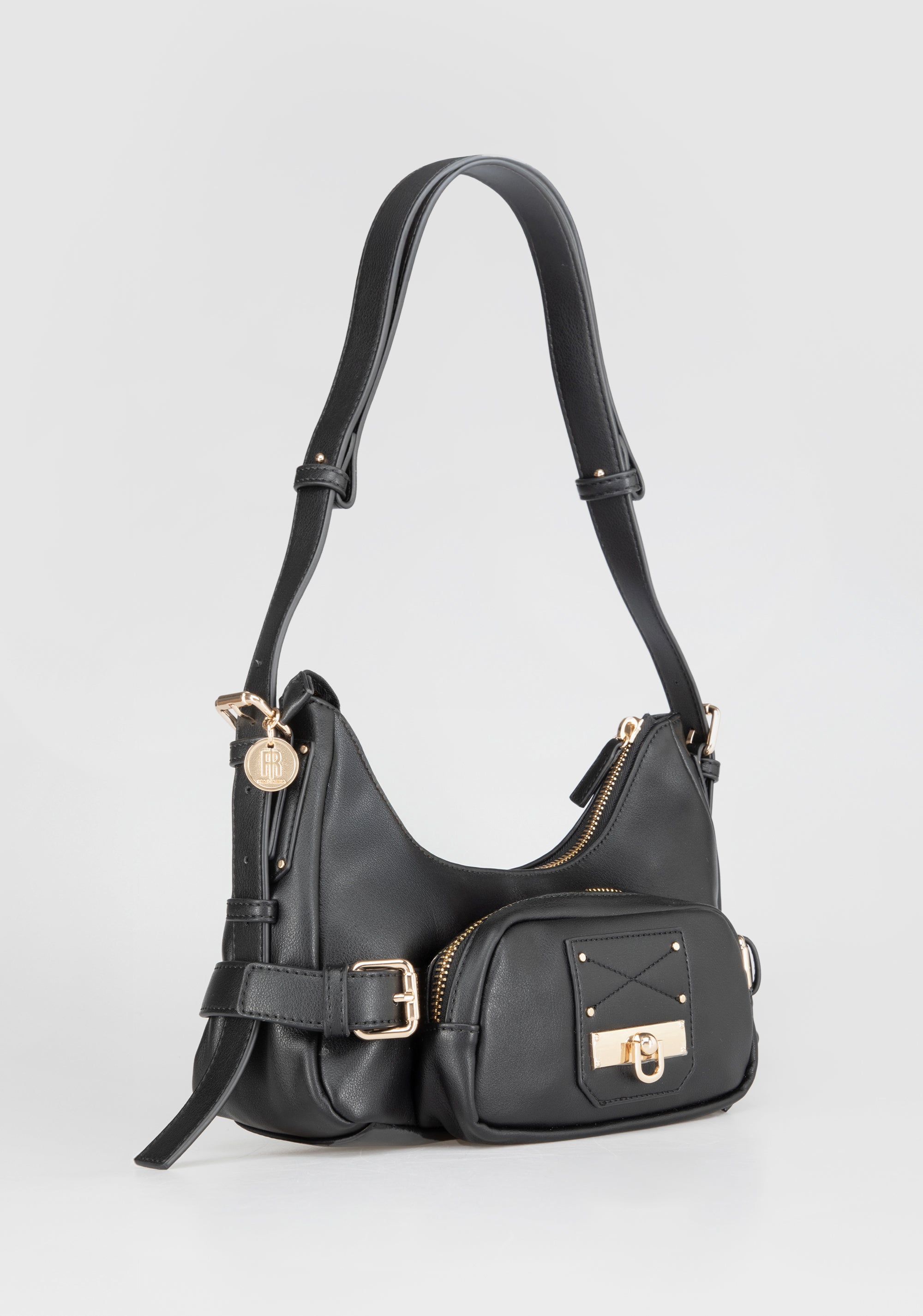 Shoulder Bag with Gold Studs and Buckles Fracomina FB25WB3003P44101-053_2_02c88243-4aa6-46ef-85ab-625691eac33a
