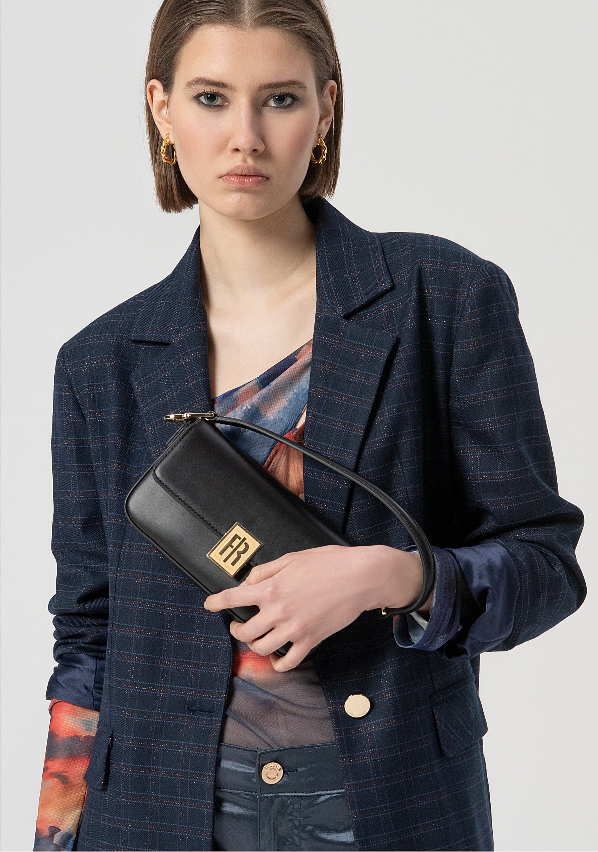 Rectangular Shoulder Bag with Gold FR Logo Fracomina FB25WB4002L41601-053