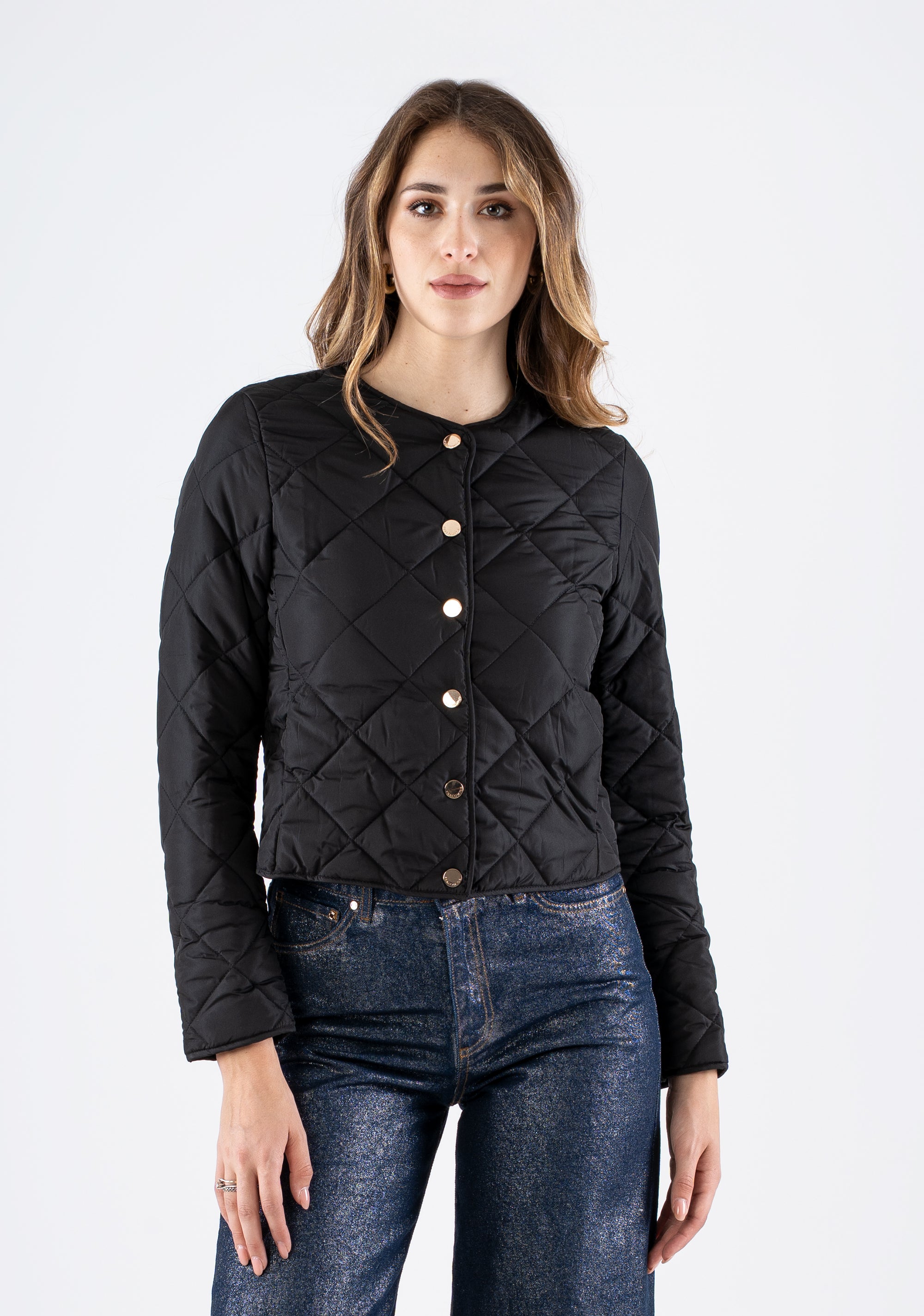 Short Padded Jacket with Gold Buttons color Fracomina FI25SC3001O41201-053_1