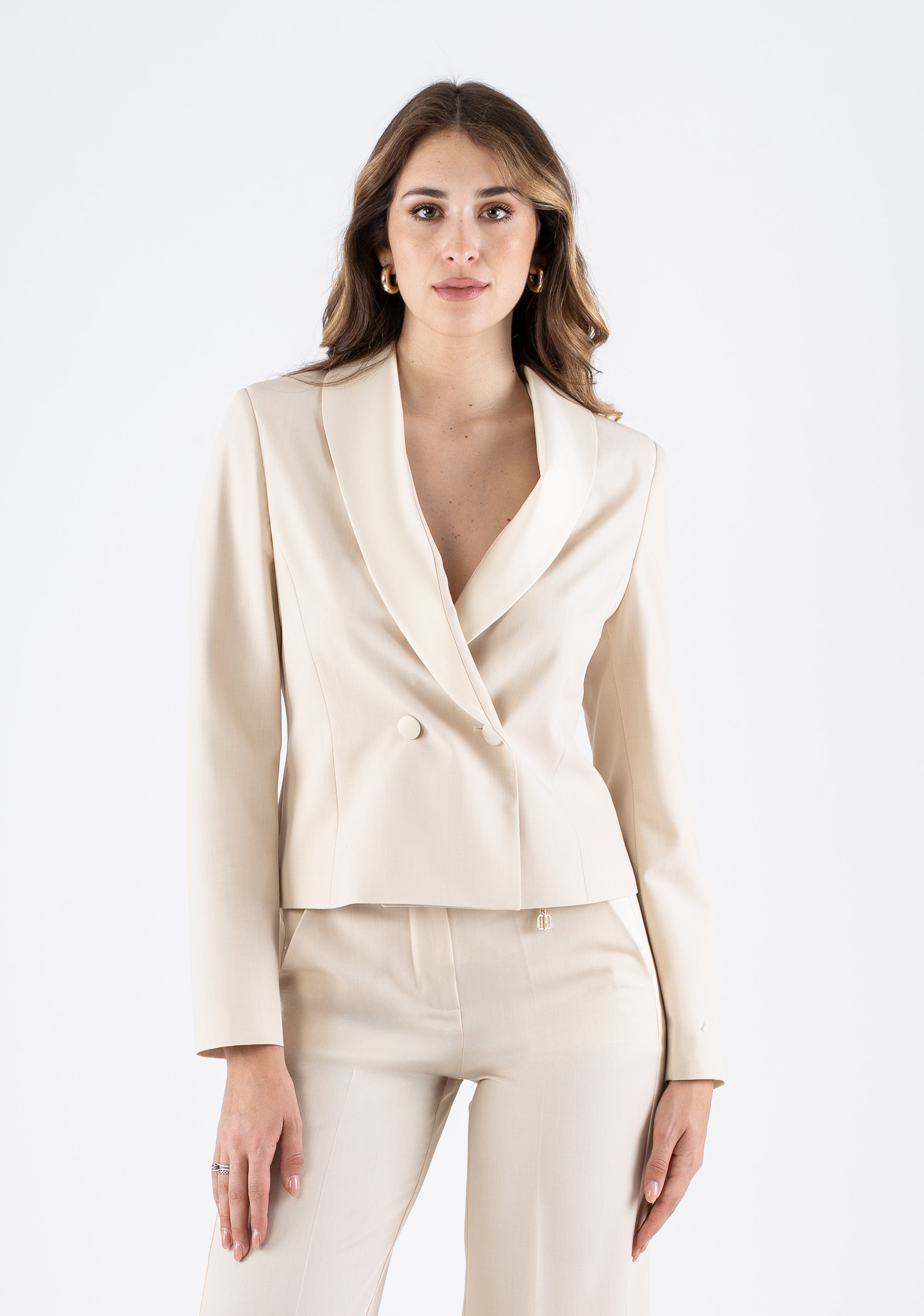 Double-Breasted Blazer with Peak Lapels Fracomina FI25SJ1001W45901-050_1
