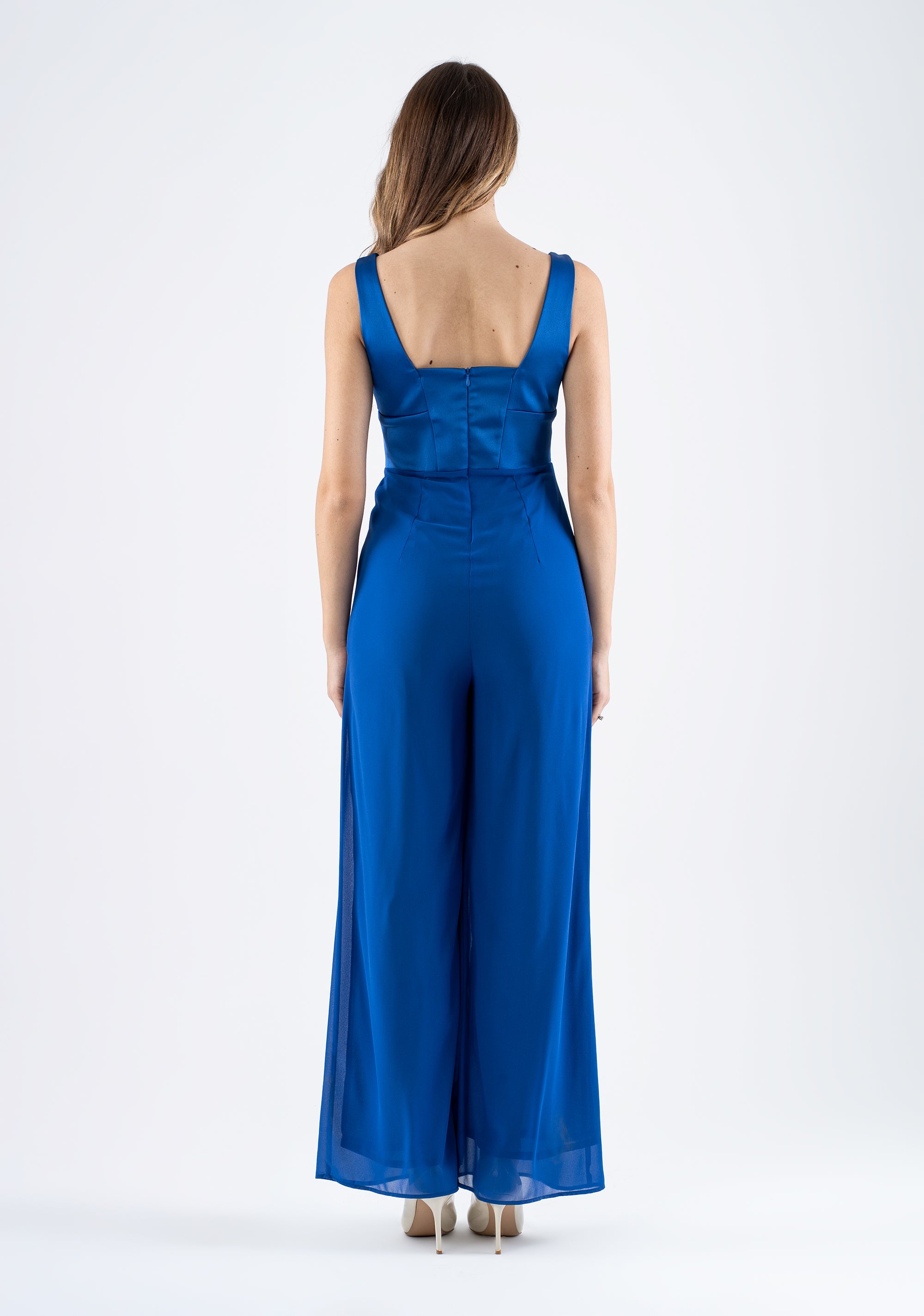 Elegant jumpsuit with draped neckline and palazzo leg Fracomina FI25SO2001W44101-085_5