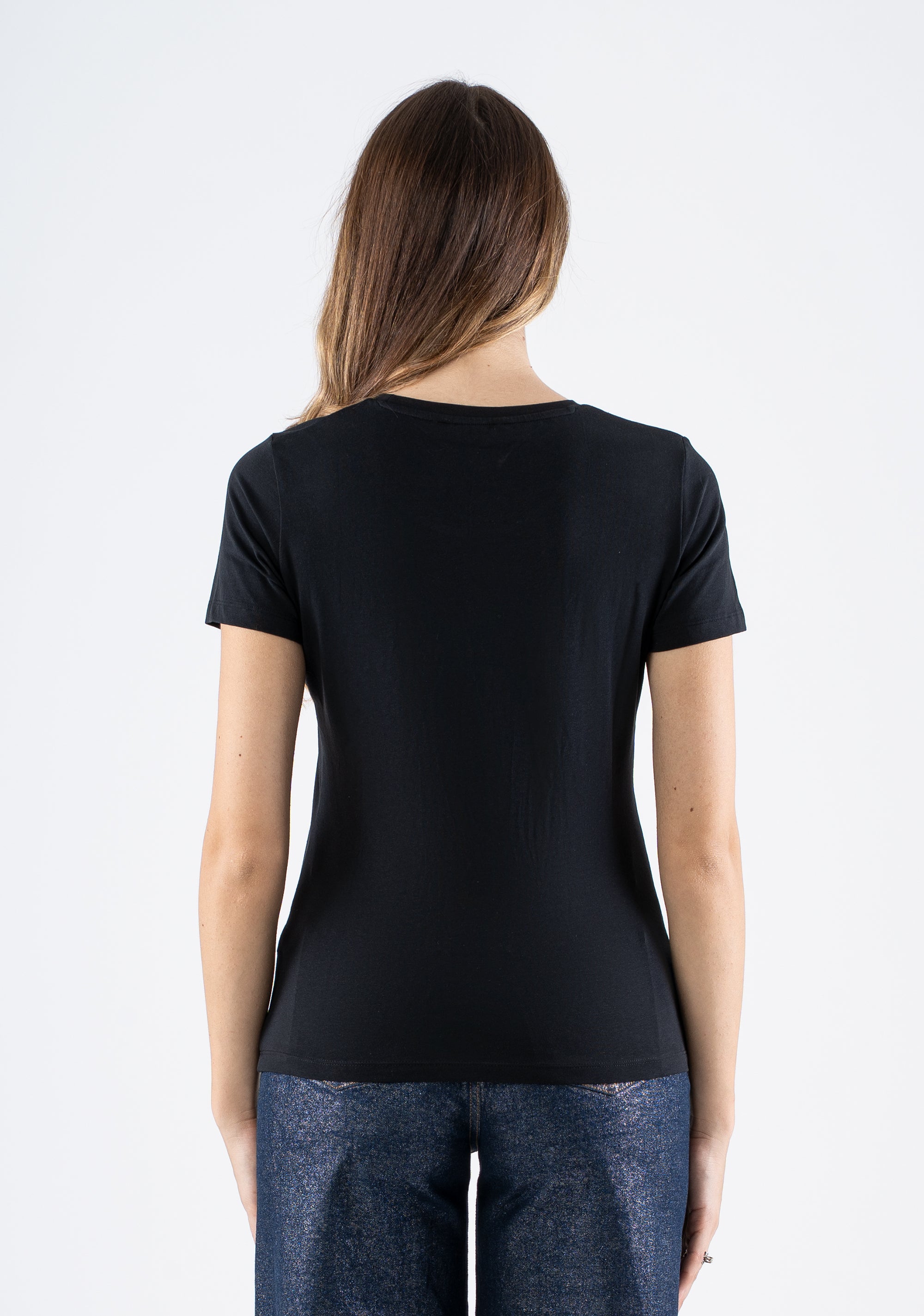 T-shirt with Multicolor Rhinestone Hearts Fracomina FI25ST3004J401R8-053_5