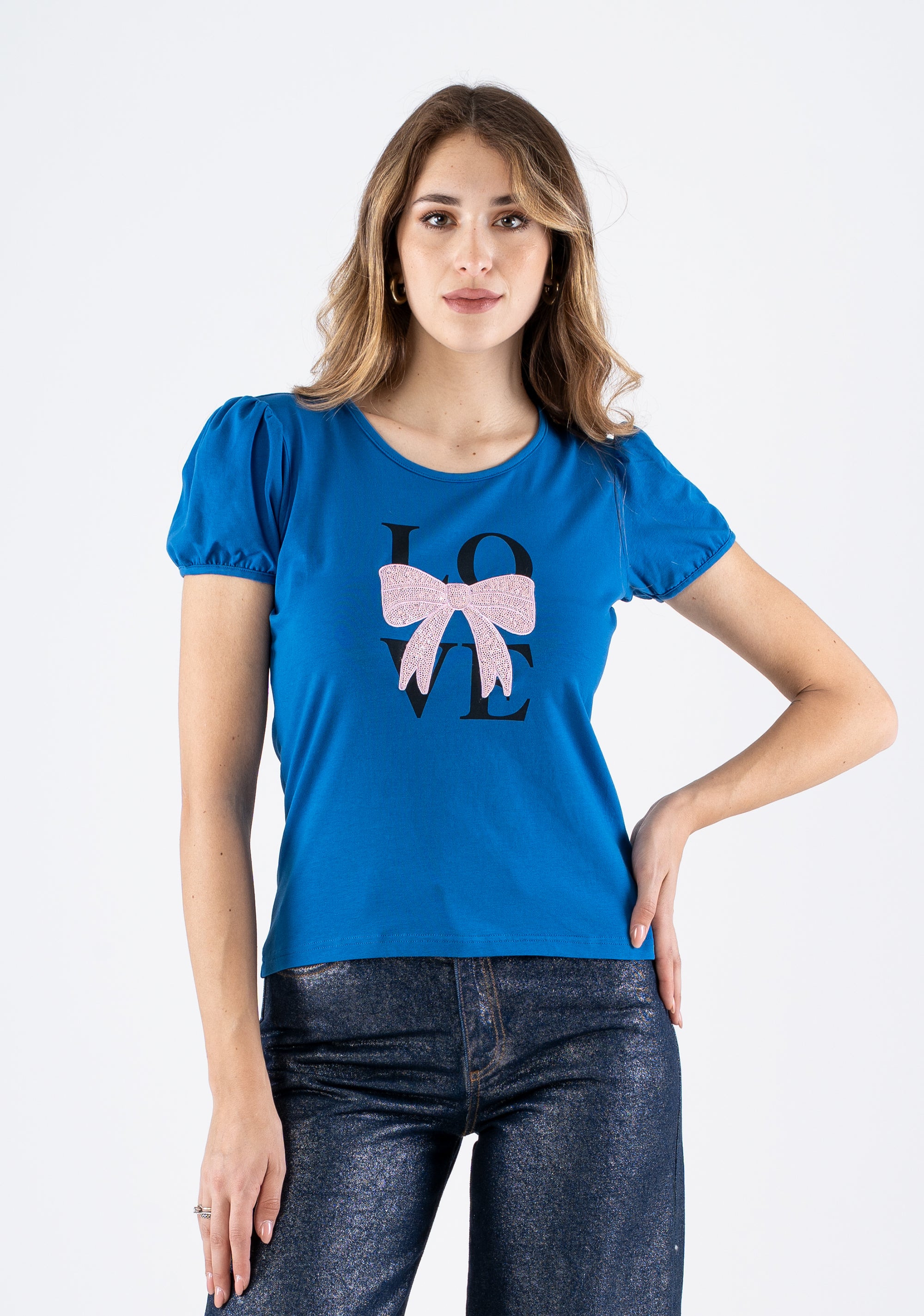 Puff Sleeve T-Shirt Fracomina FI25ST3024J401R8-078_1