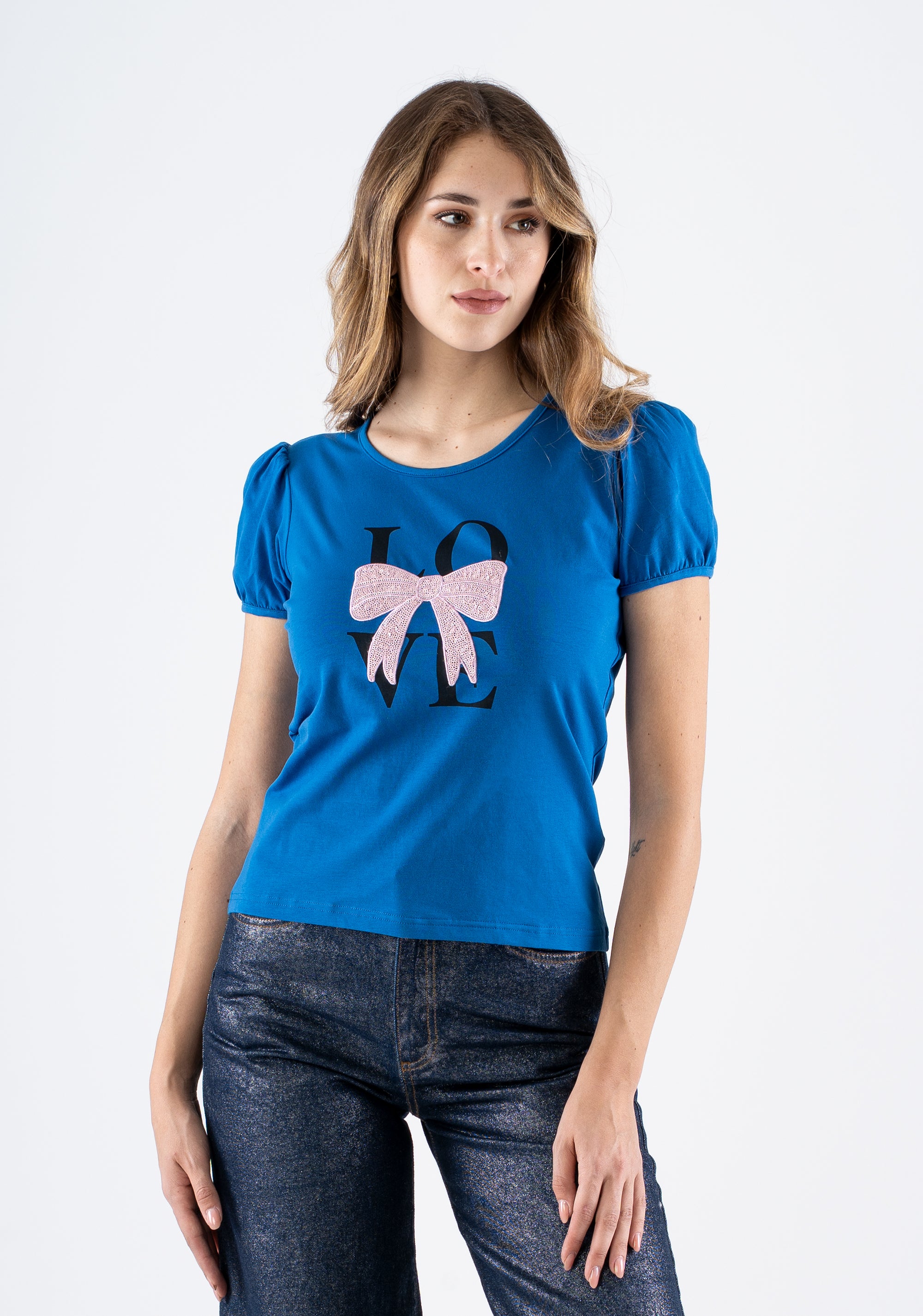 Puff Sleeve T-Shirt Fracomina FI25ST3024J401R8-078_3