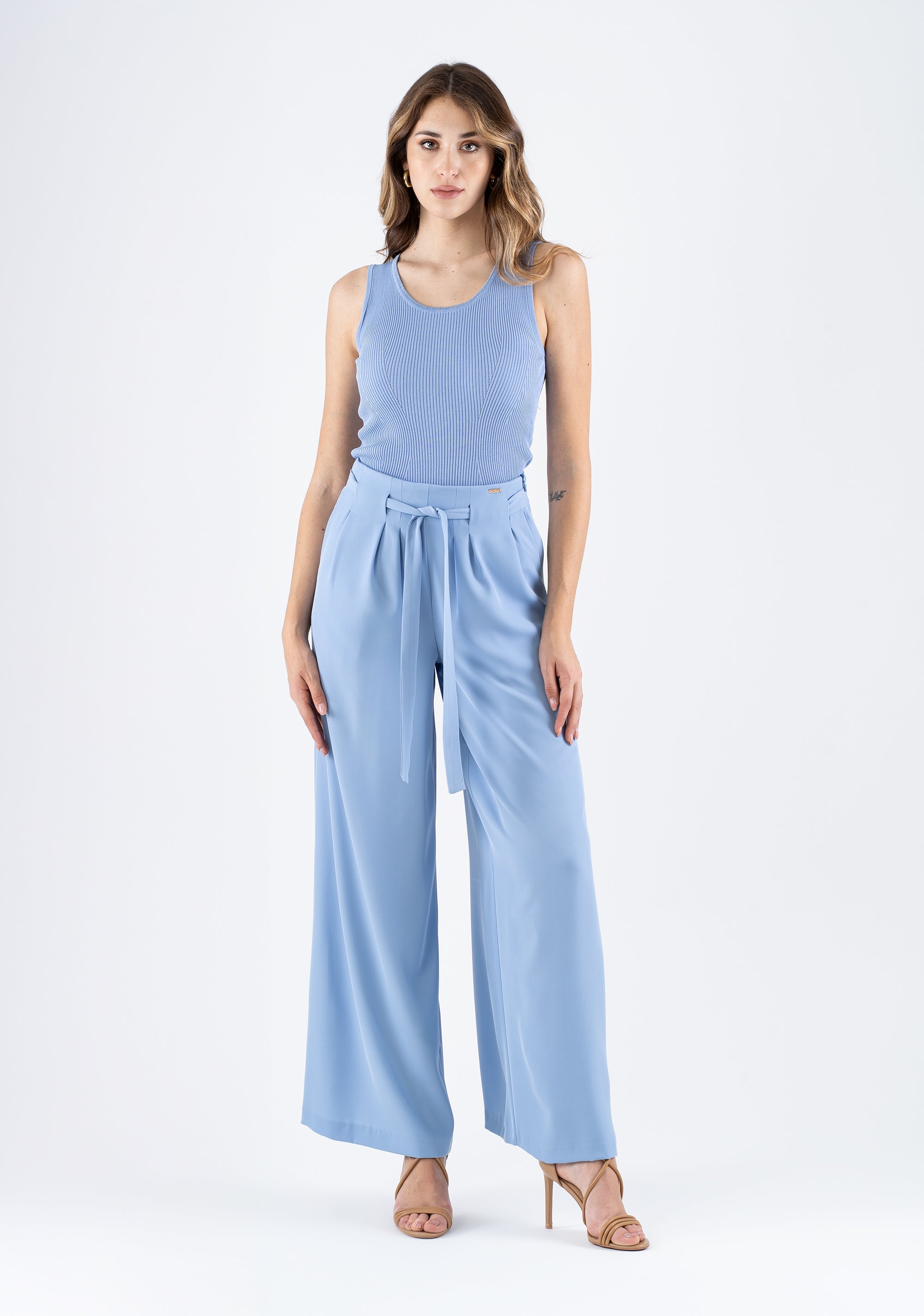 Wide-leg palazzo trousers with belt Fracomina FI25SV3001W47601-252_1