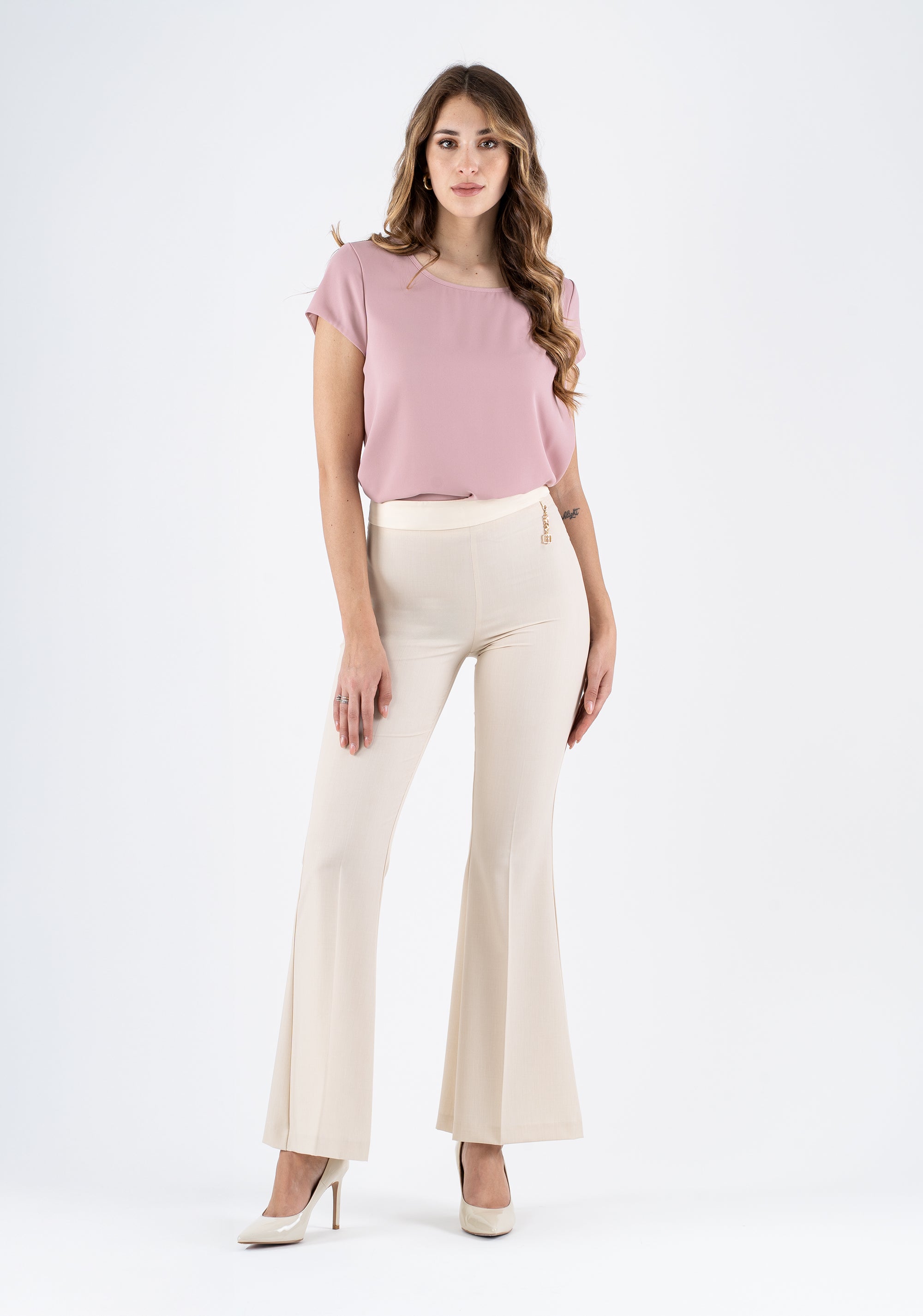 High-Waisted Flared Pants with Shaping Fit Fracomina FI25SV3003W45901-050_2