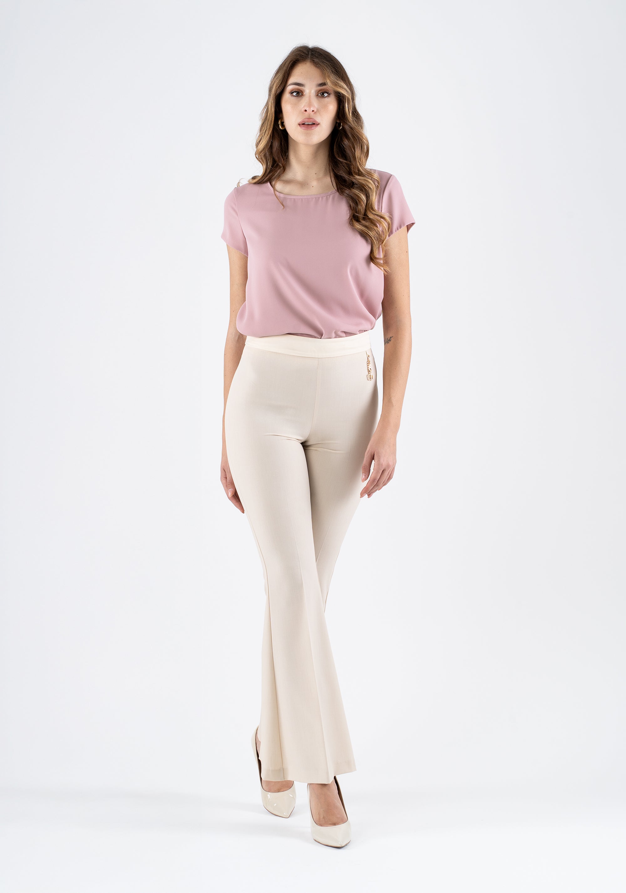 High-Waisted Flared Pants with Shaping Fit Fracomina FI25SV3003W45901-050_3