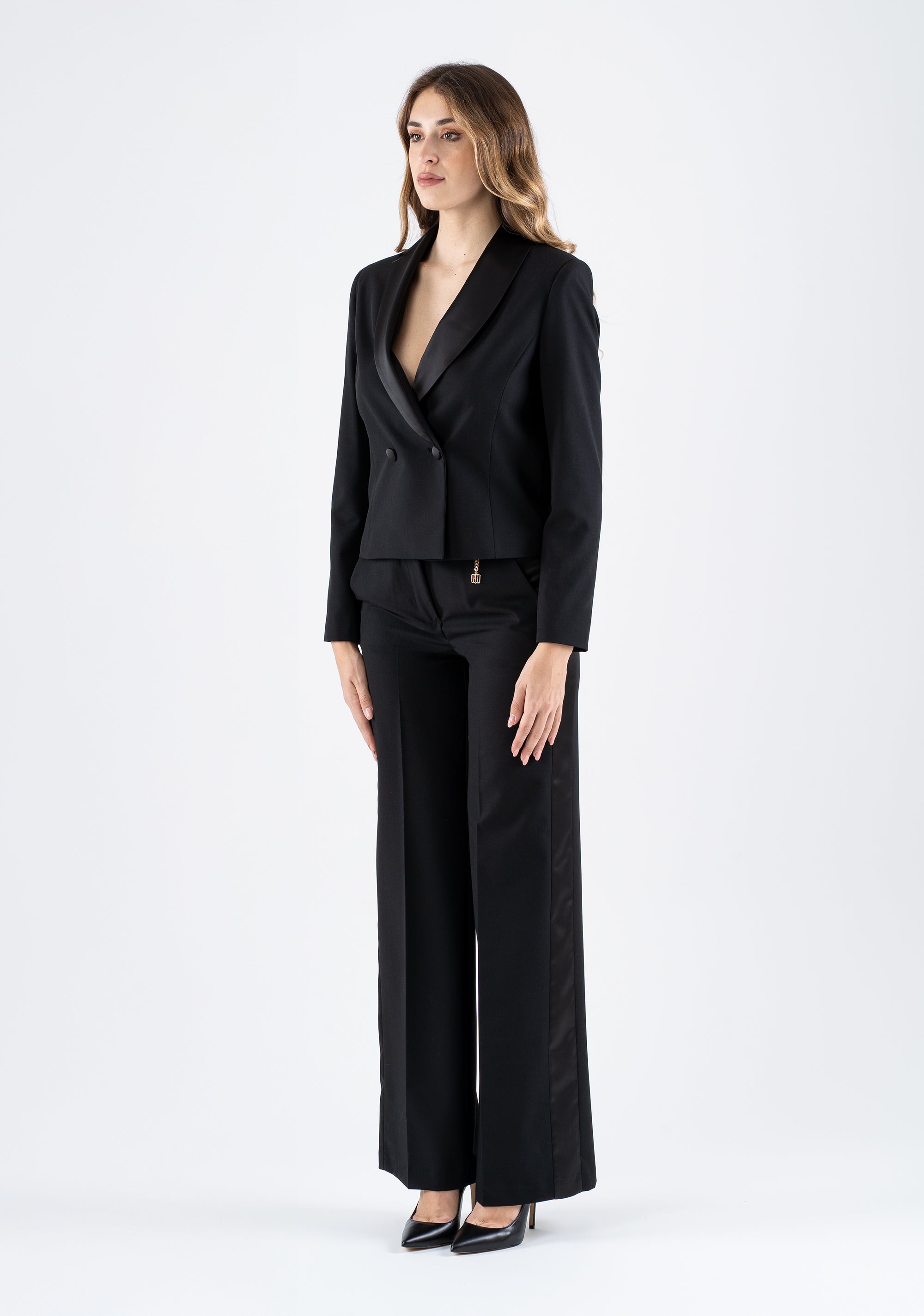 Elegant wide-leg trousers with high waist and pockets Fracomina FI25SV4001W45901-053_4