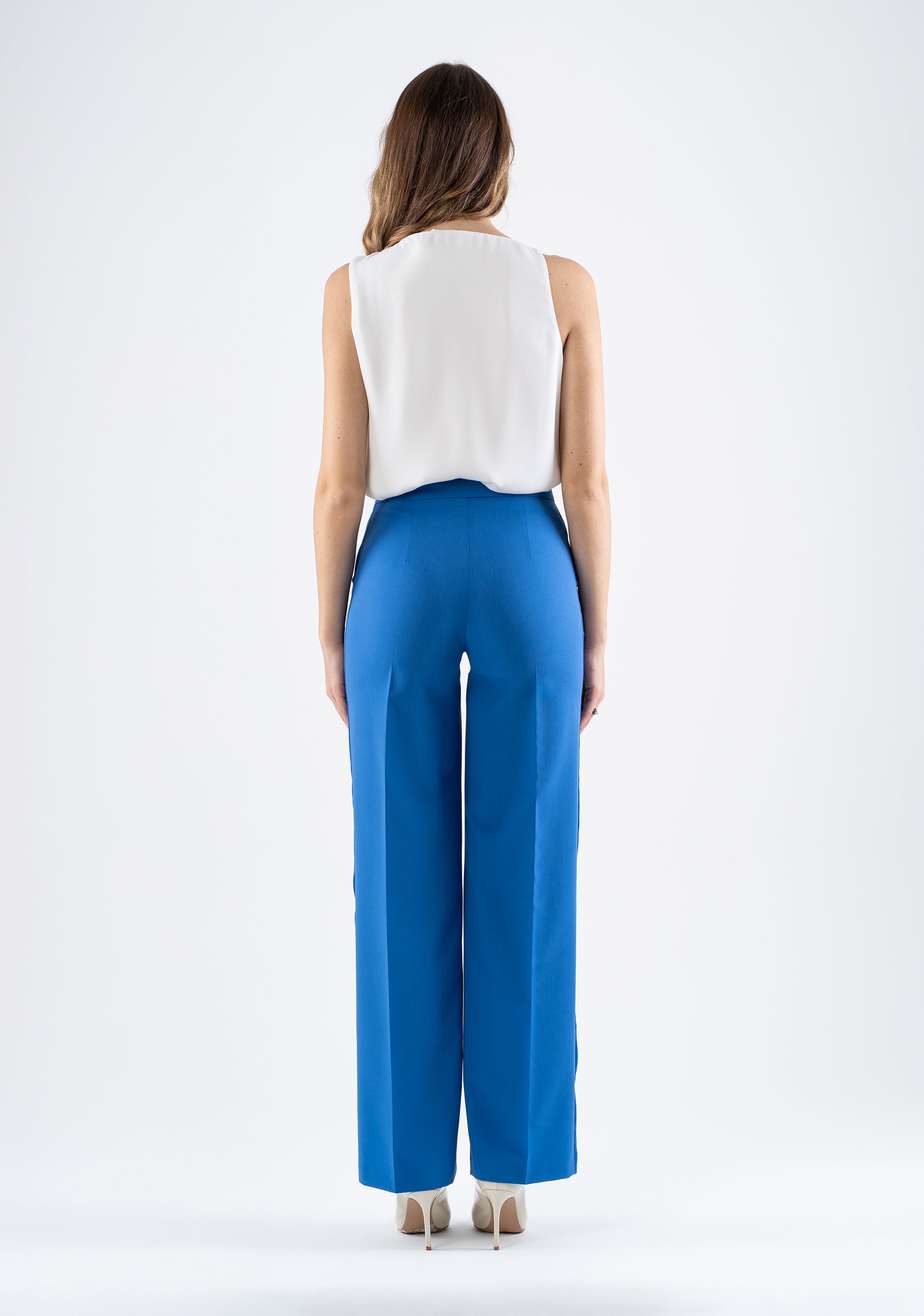 Elegant wide-leg trousers with high waist and pockets Fracomina FI25SV4001W45901-085_4