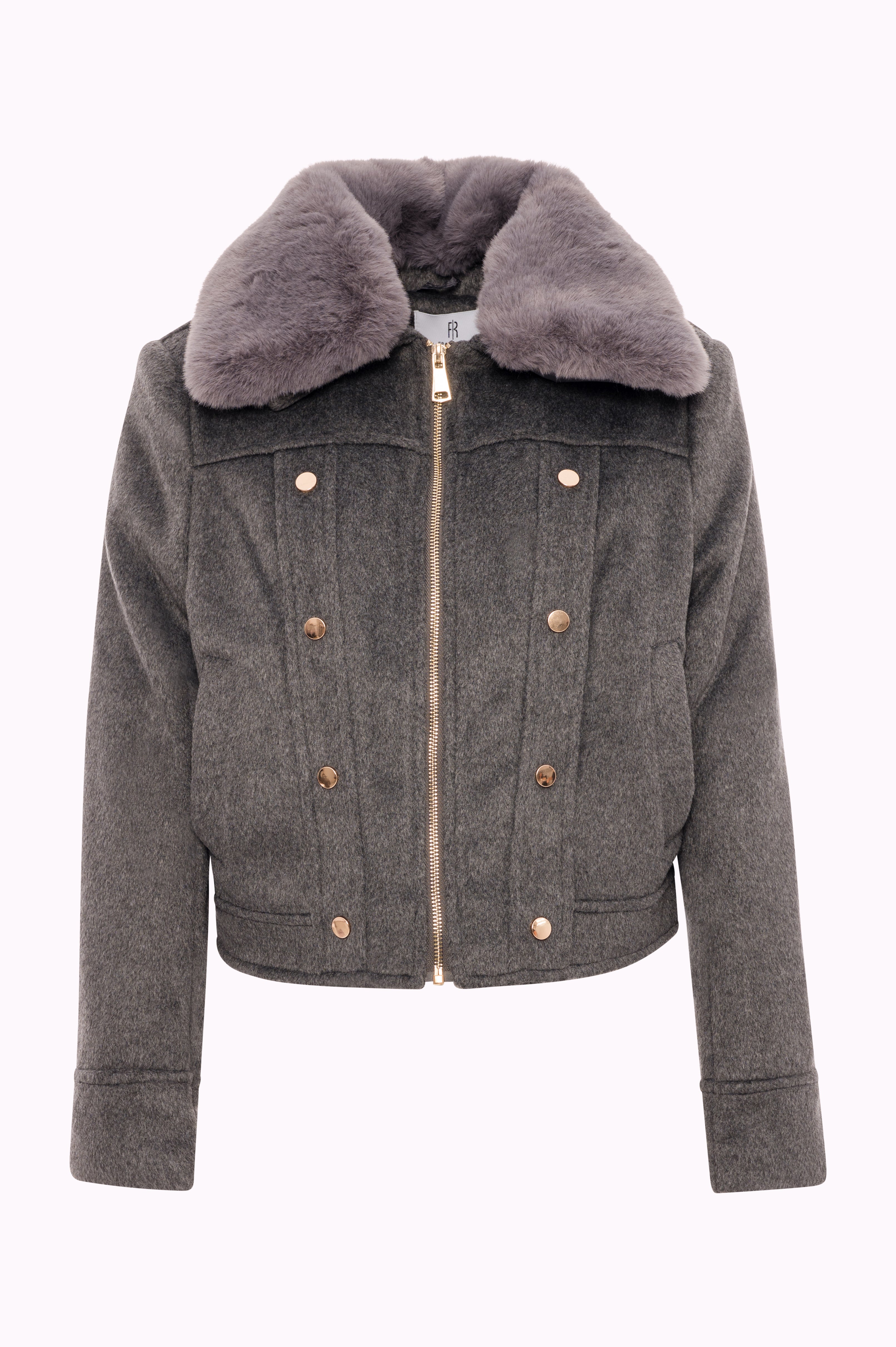 Cropped Bomber with Faux Fur Collar Fracomina FI25WC1002W48601-156FRONT