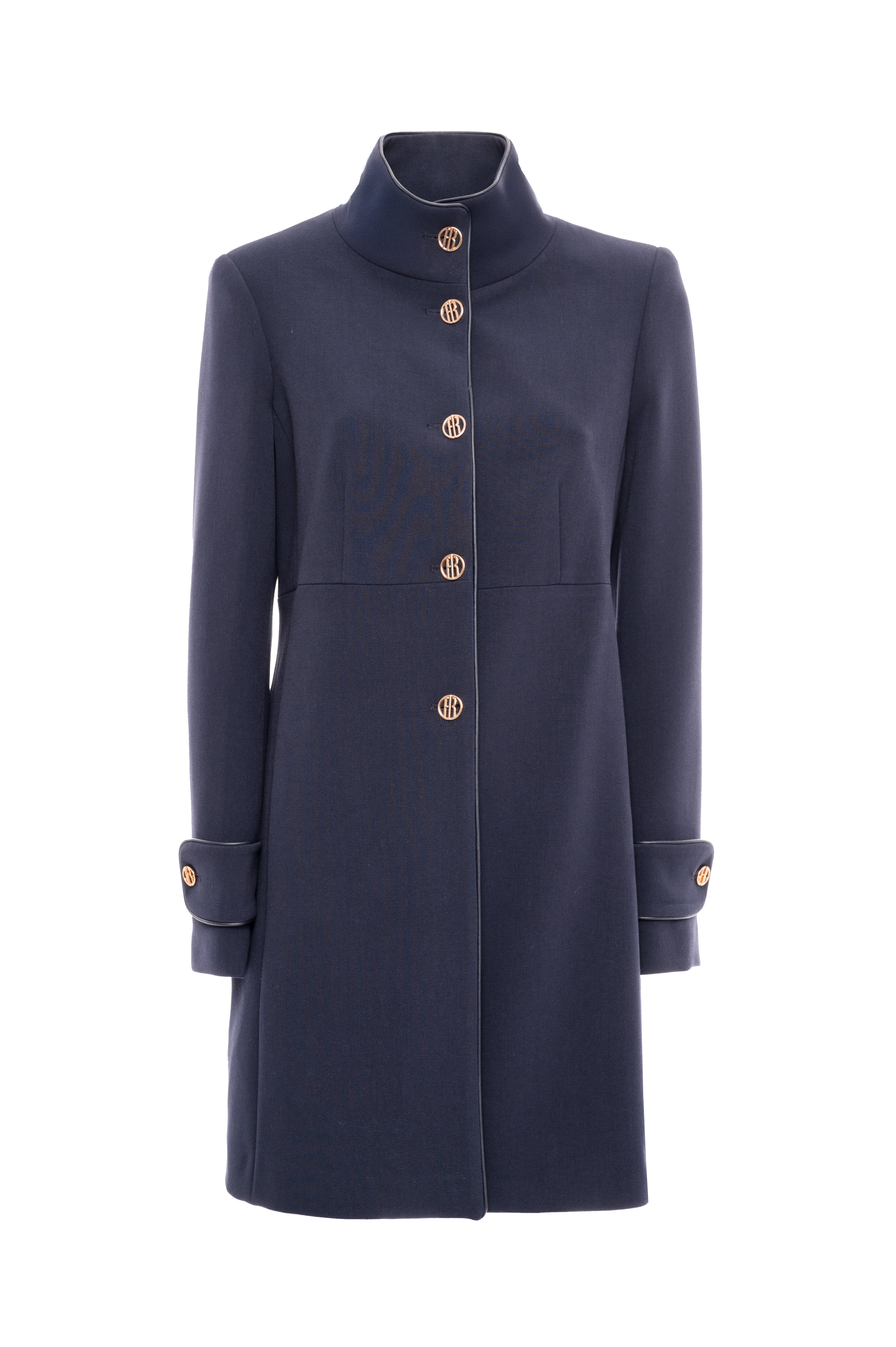 High-Neck Coat with Gold Buttons Fracomina FI25WC1004W74801-069_FRONT