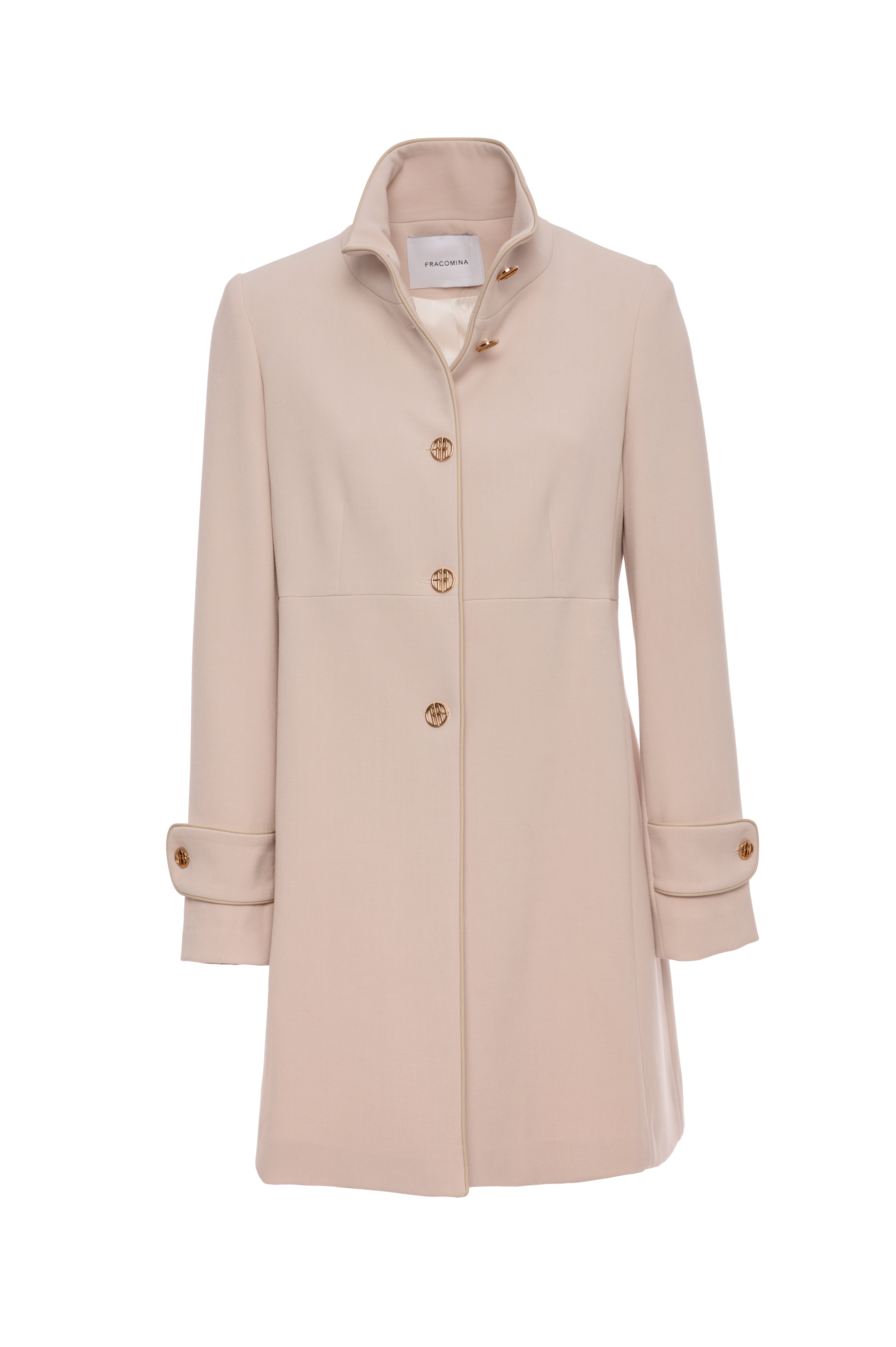High-Neck Coat with Gold Buttons Fracomina FI25WC1004W74801-B59_FRONT