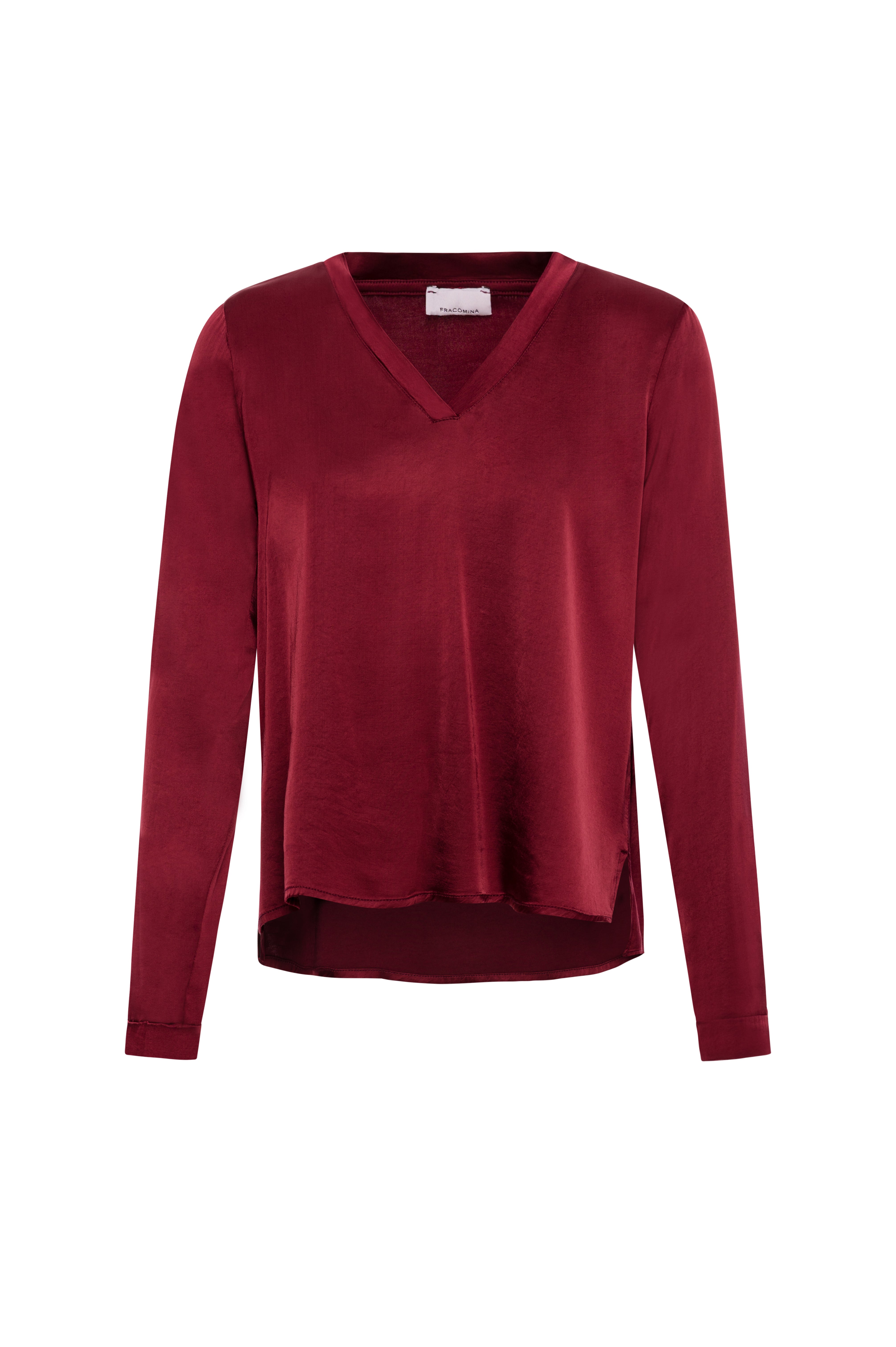 Silk-Effect V-Neck Long-Sleeve Blouse Fracomina FI25WT1001W60501-087_FRONT