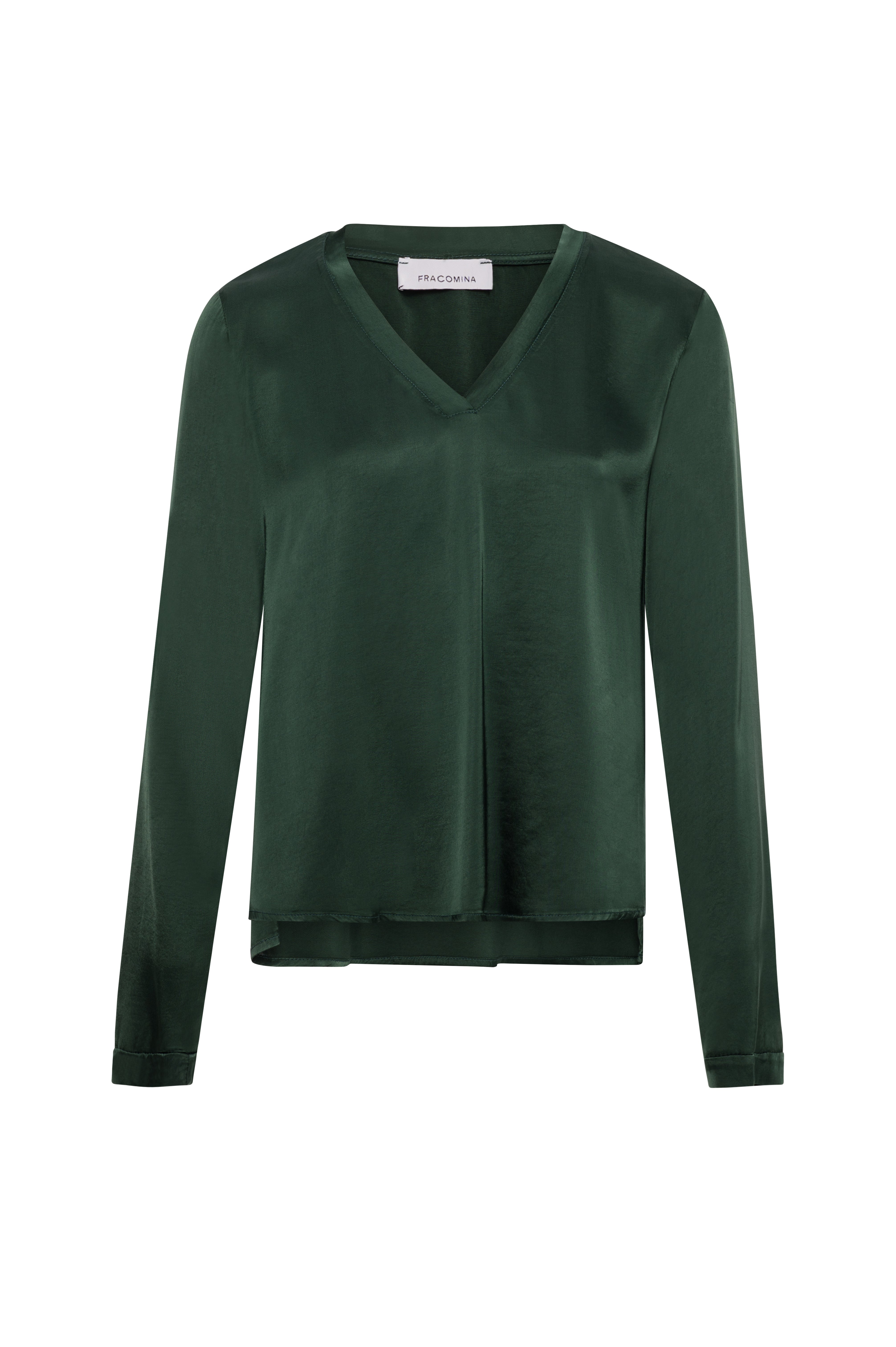 Silk-Effect V-Neck Long-Sleeve Blouse Fracomina FI25WT1001W60501-152_FRONT