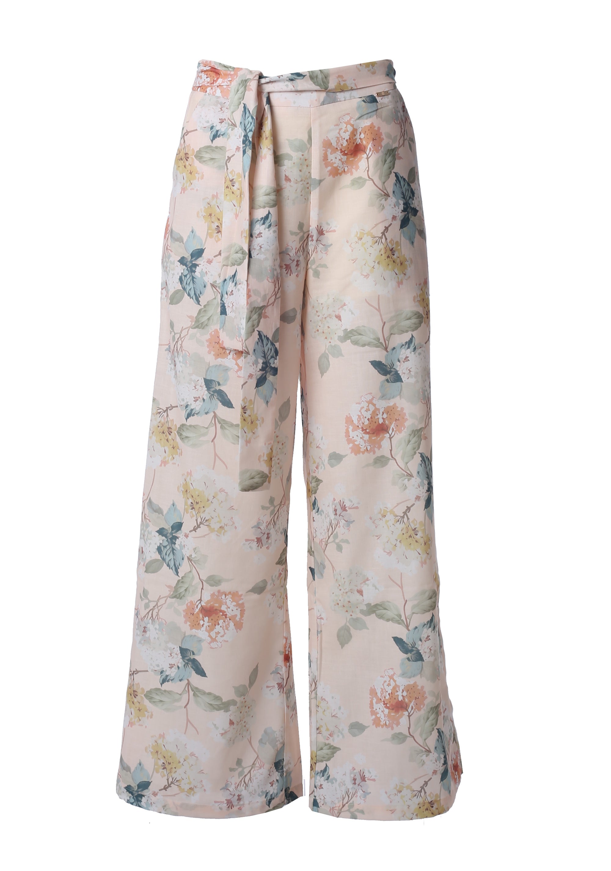 Wide-Leg Trousers with Floral Print and Tie-Belt Fracomina FI26SV3002W441R8-479