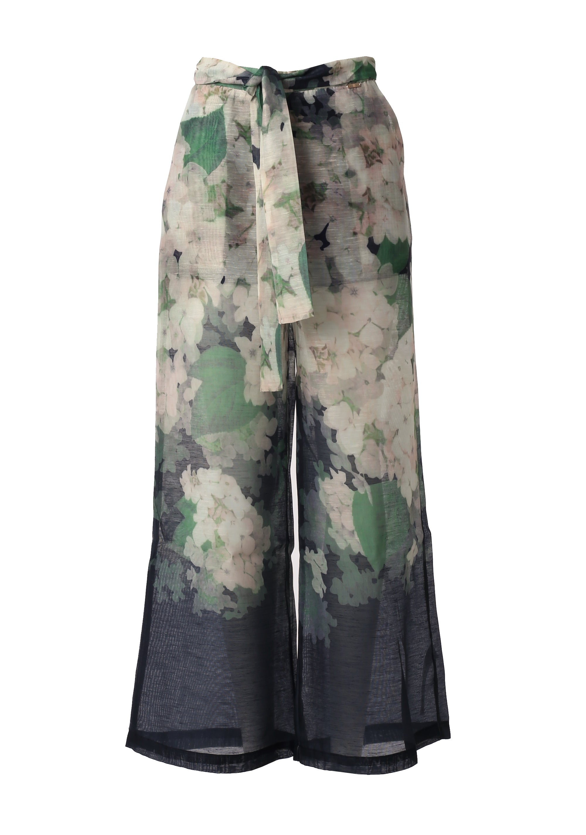 Wide-Leg Trousers with Floral Print and Tie-Belt Fracomina FI26SV3002W441R8