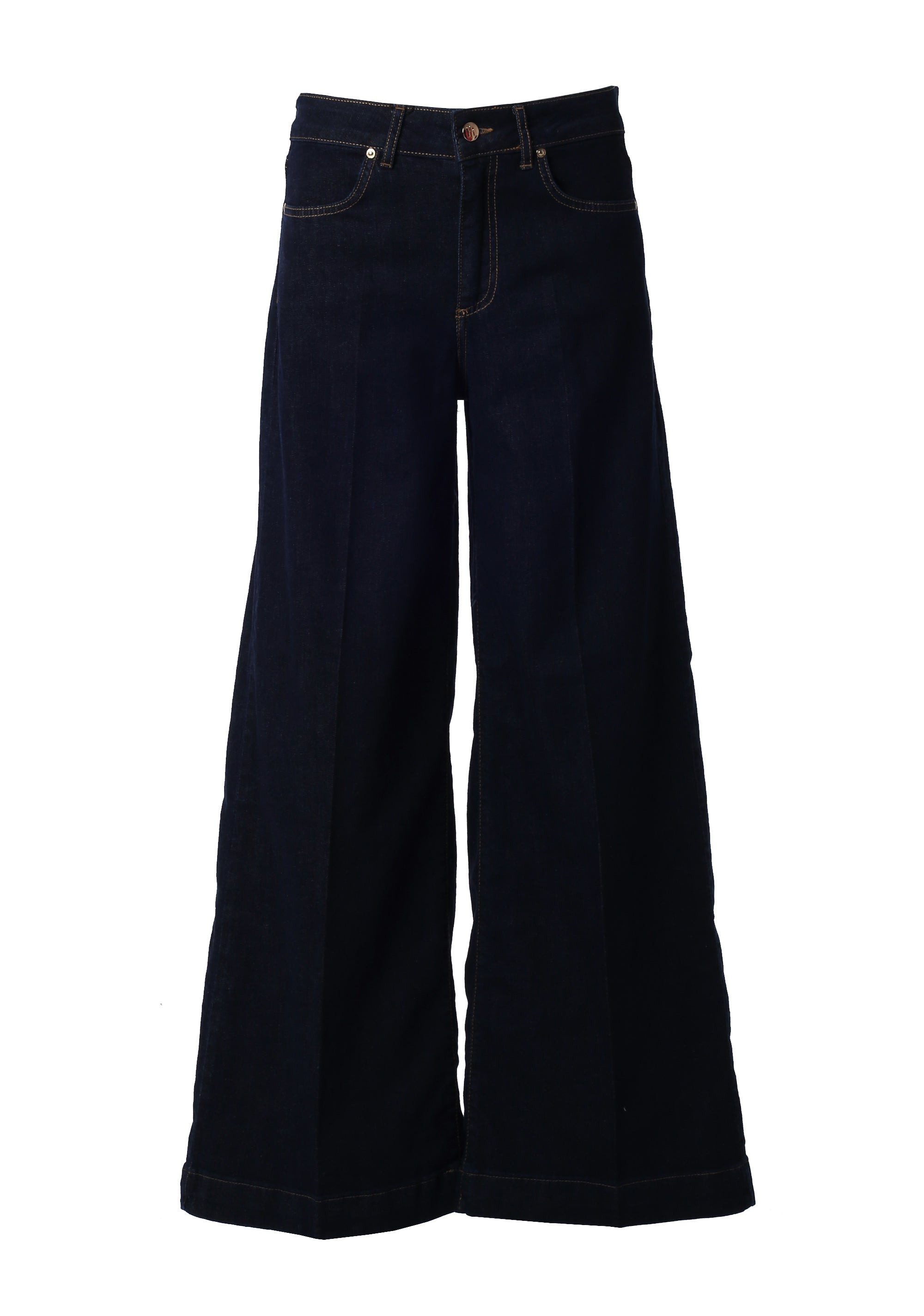 Wide-Leg High-Waisted Jeans with Pressed Crease Fracomina FI26SV3003D40101