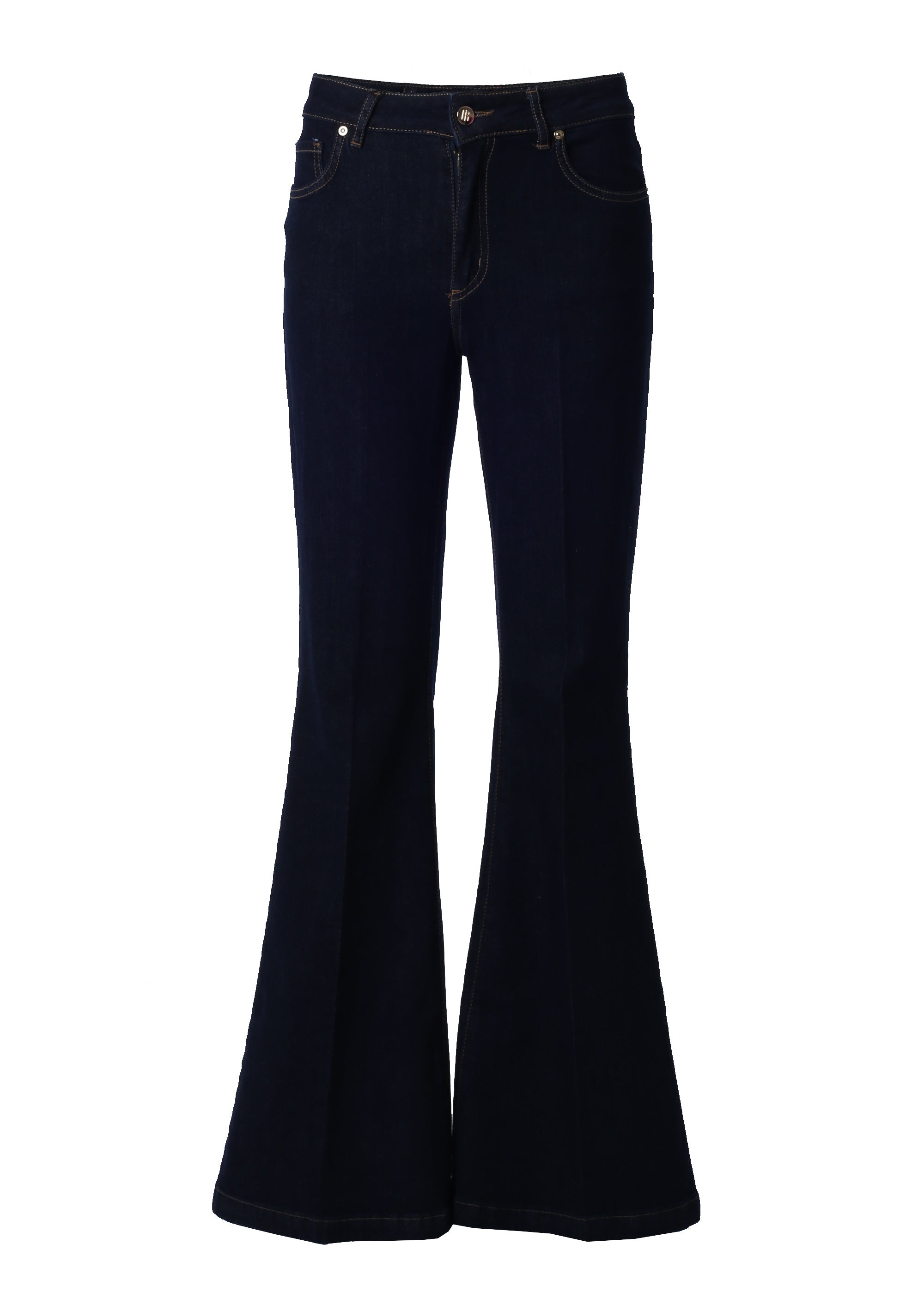 High-Waisted Flare Jeans with Pressed Crease and Monogram Fracomina FI26SVA002D40101