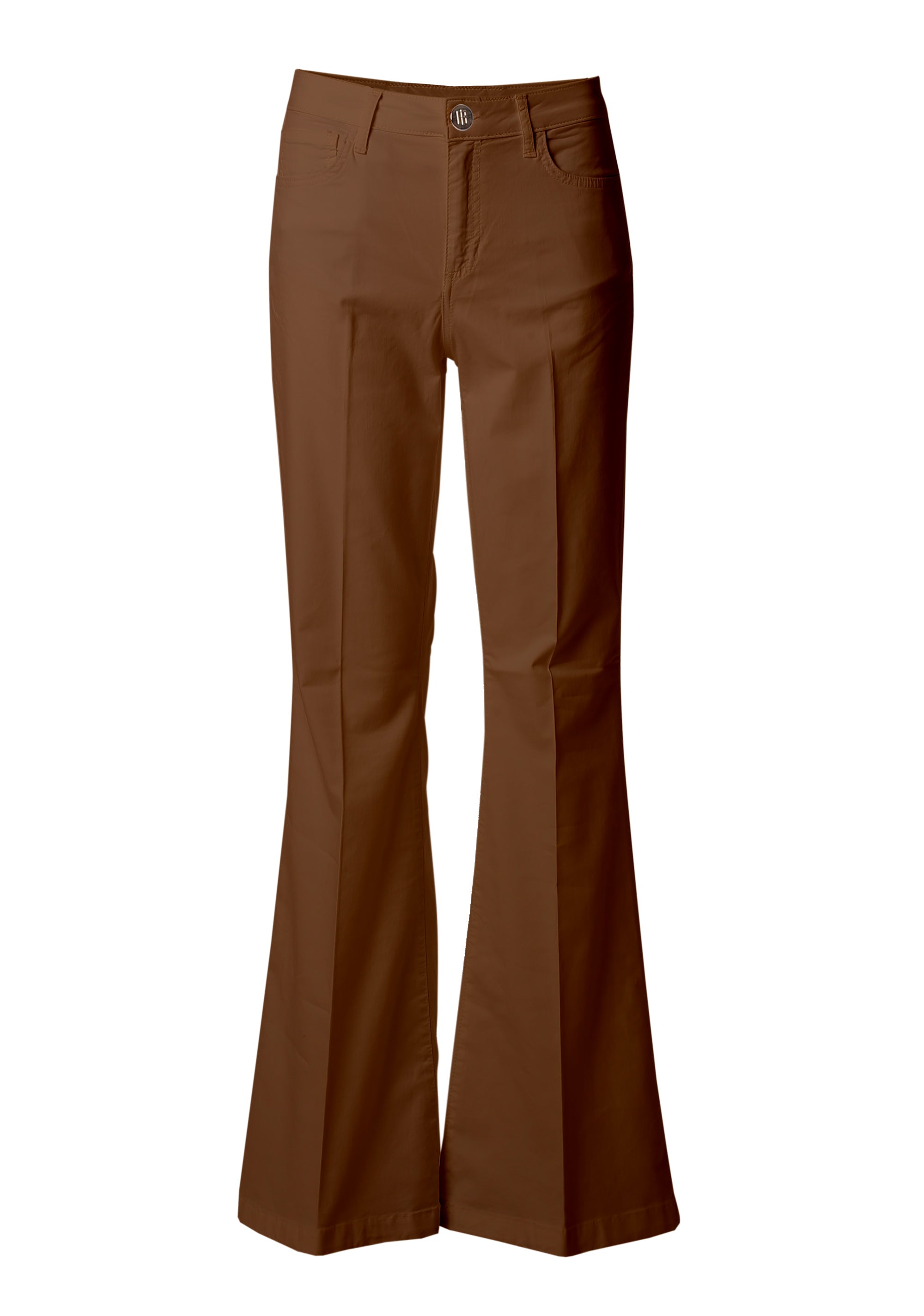 High-Waisted Flare Trousers with Pressed Crease Fracomina FI26SVA002W40101_Brown