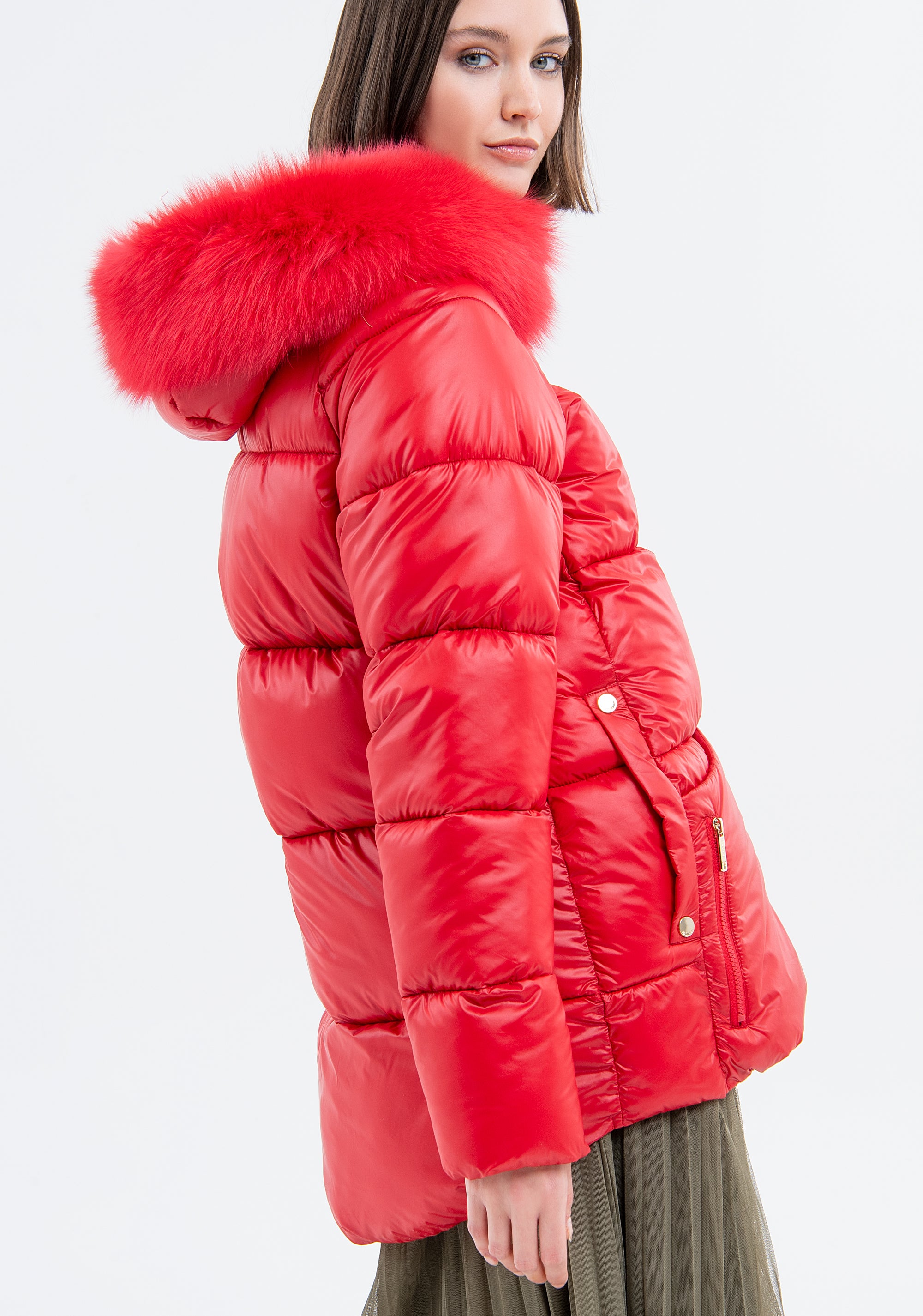 Padded jacket regular fit with real fur neck Fracomina FJ23WC3001O42301-234-4