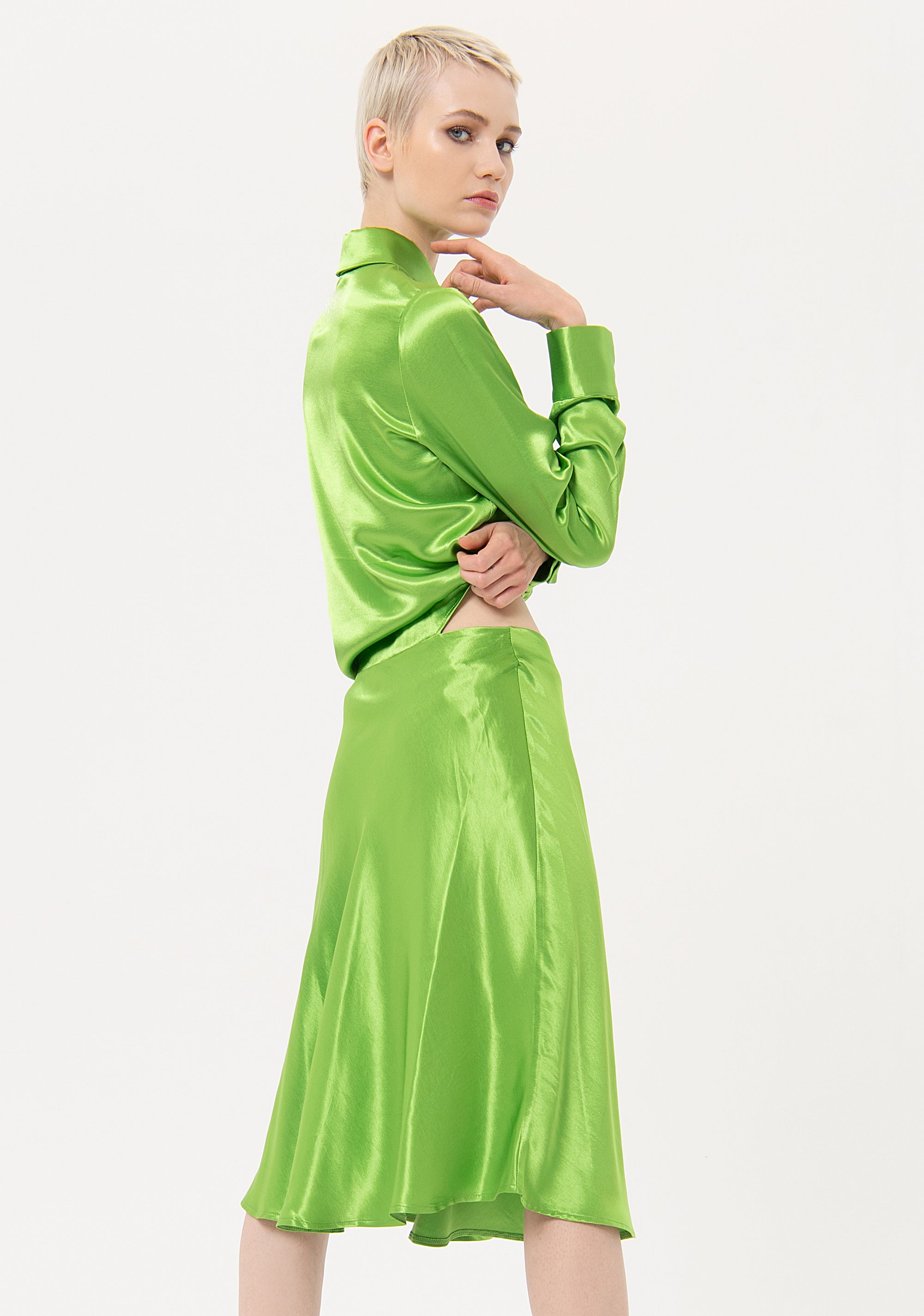 Dress regular fit, middle length, made in satin Fracomina FJ24SD3009W68301-G48-4_c60f234c-39dc-47bc-afb1-cee6fe8d7006