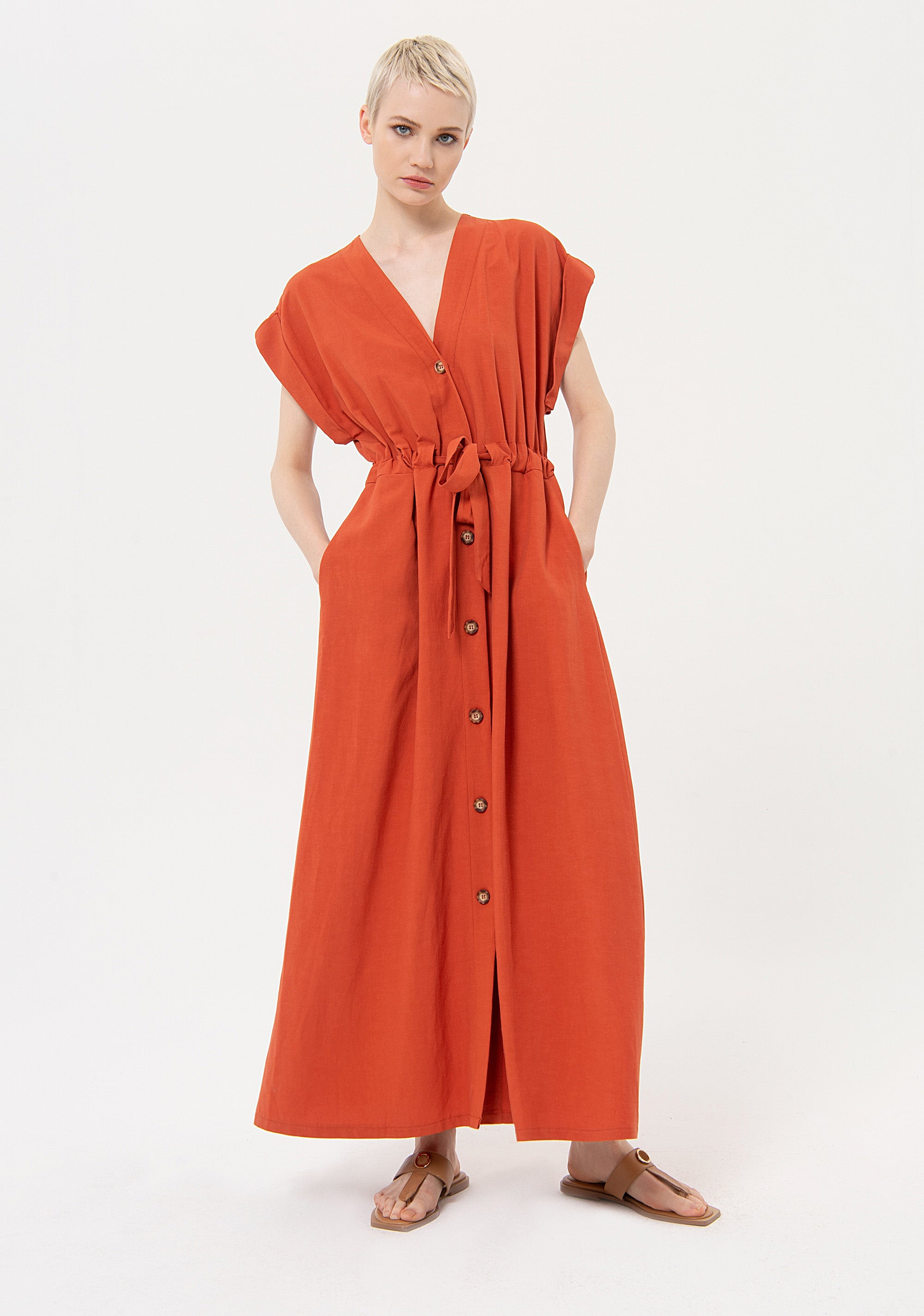 Long dress regular fit made in tencel Fracomina FJ24SD3011W69301-I81-1_04e6db43-83e7-4509-9be4-721f1286a72f