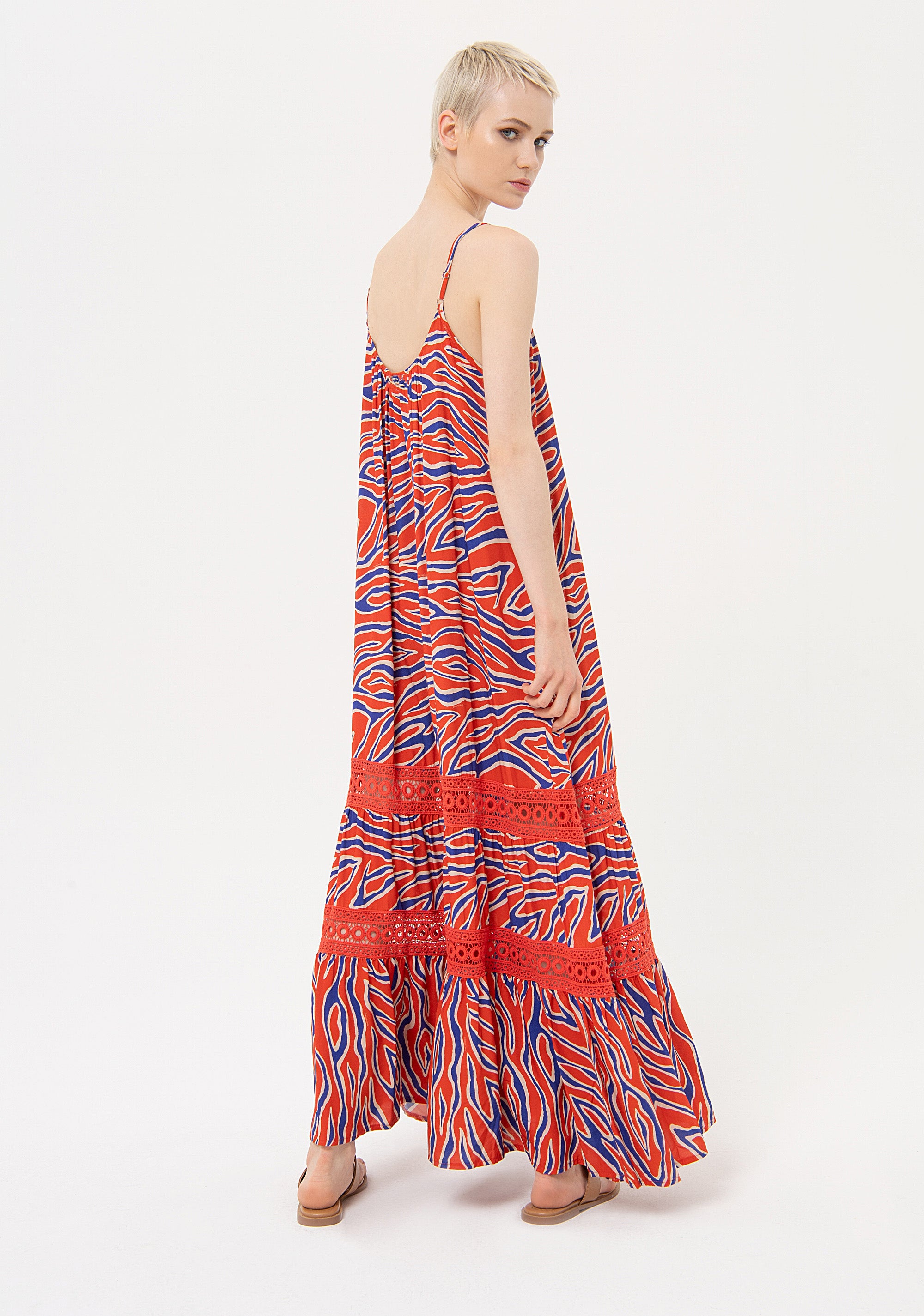 Sleeveless A-shape dress with zebra-striped pattern Fracomina FJ24SD3013W620N4-S43-3_1e96f711-4bd8-4a40-b05f-d2b53b4f47e6