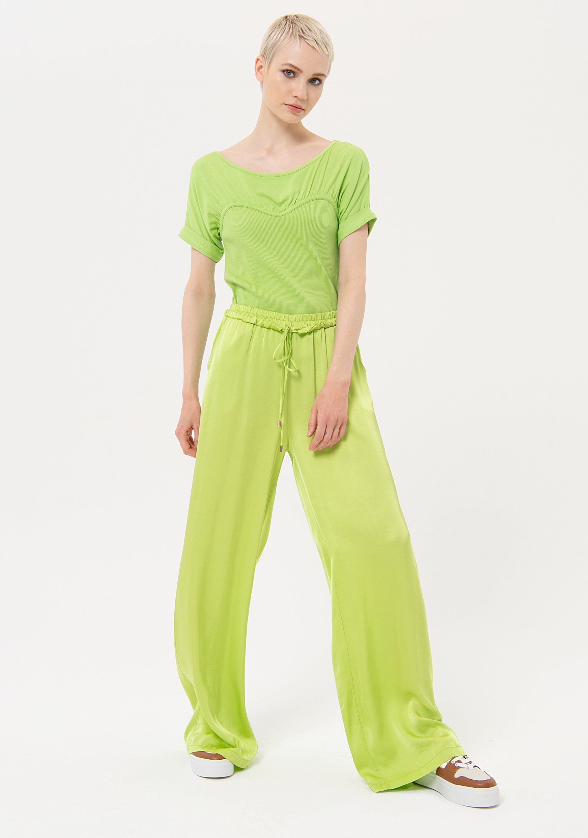 Palazzo pant wide fit made in satin Fracomina FJ24SV3004W64101-G48-1