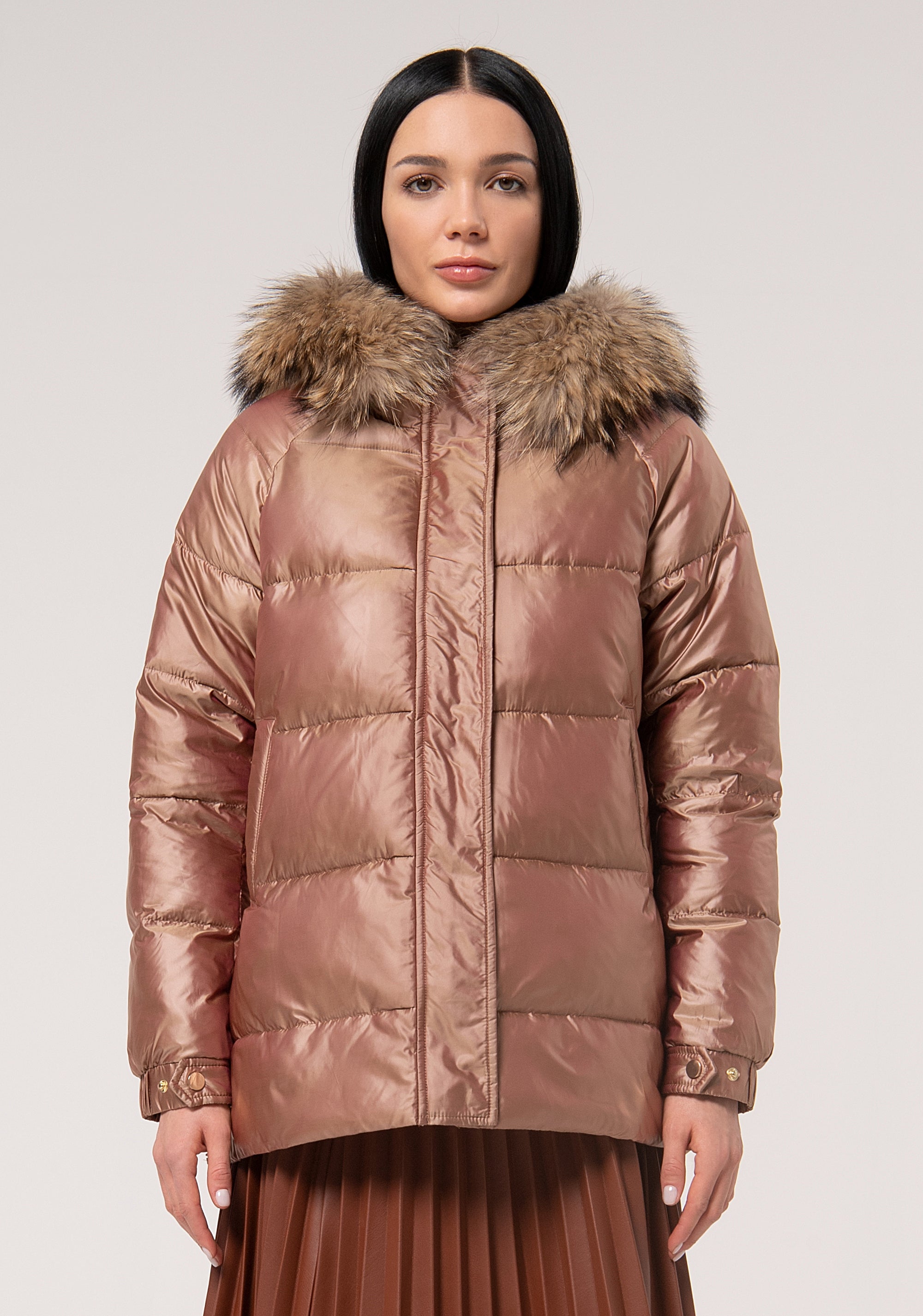 Padded jacket regular fit with fur details FJ24WC3002O45601 FRACOMINA