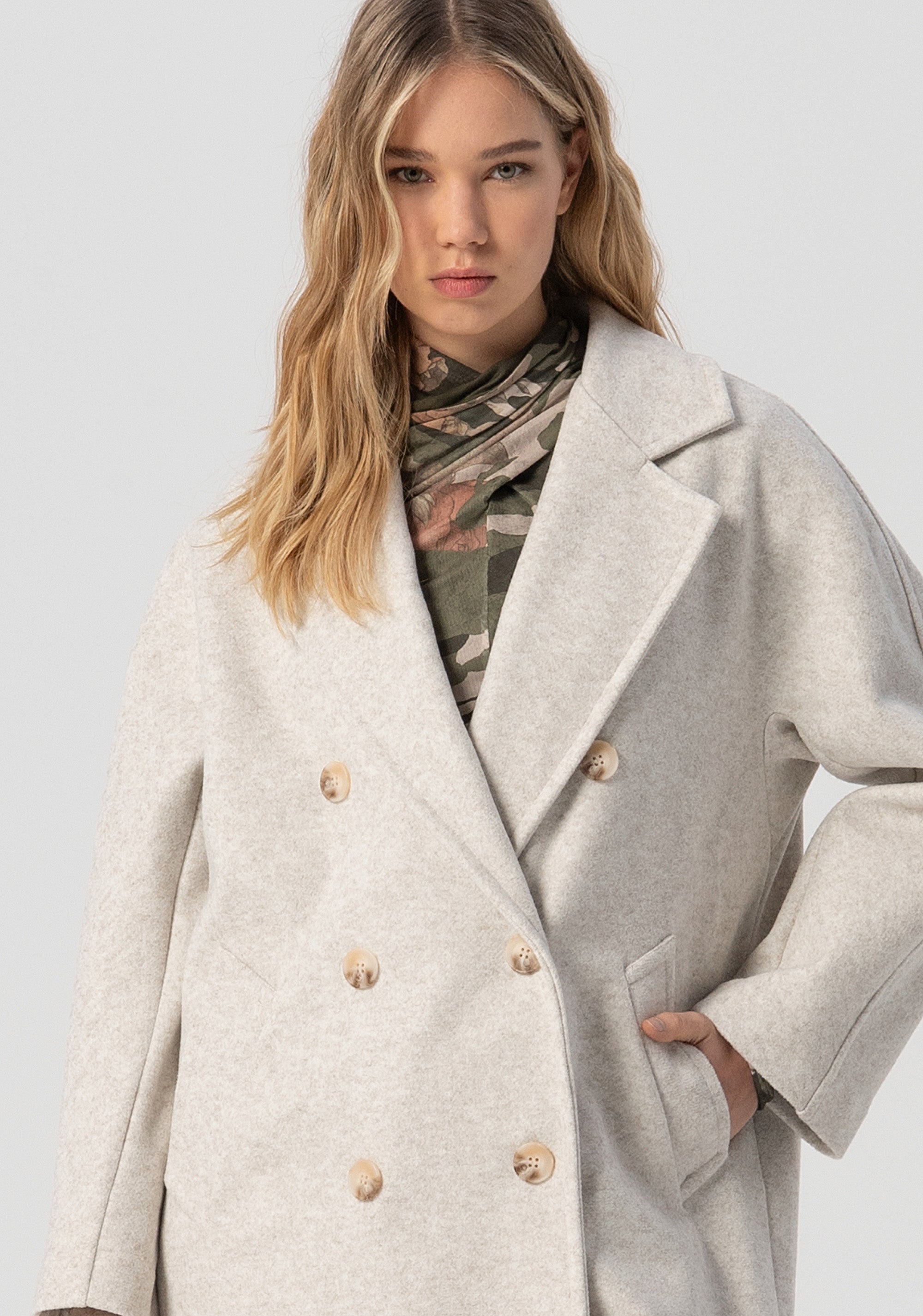 Long coat double breasted soft fit Fracomina FJ25WC1001W81801-T81-2
