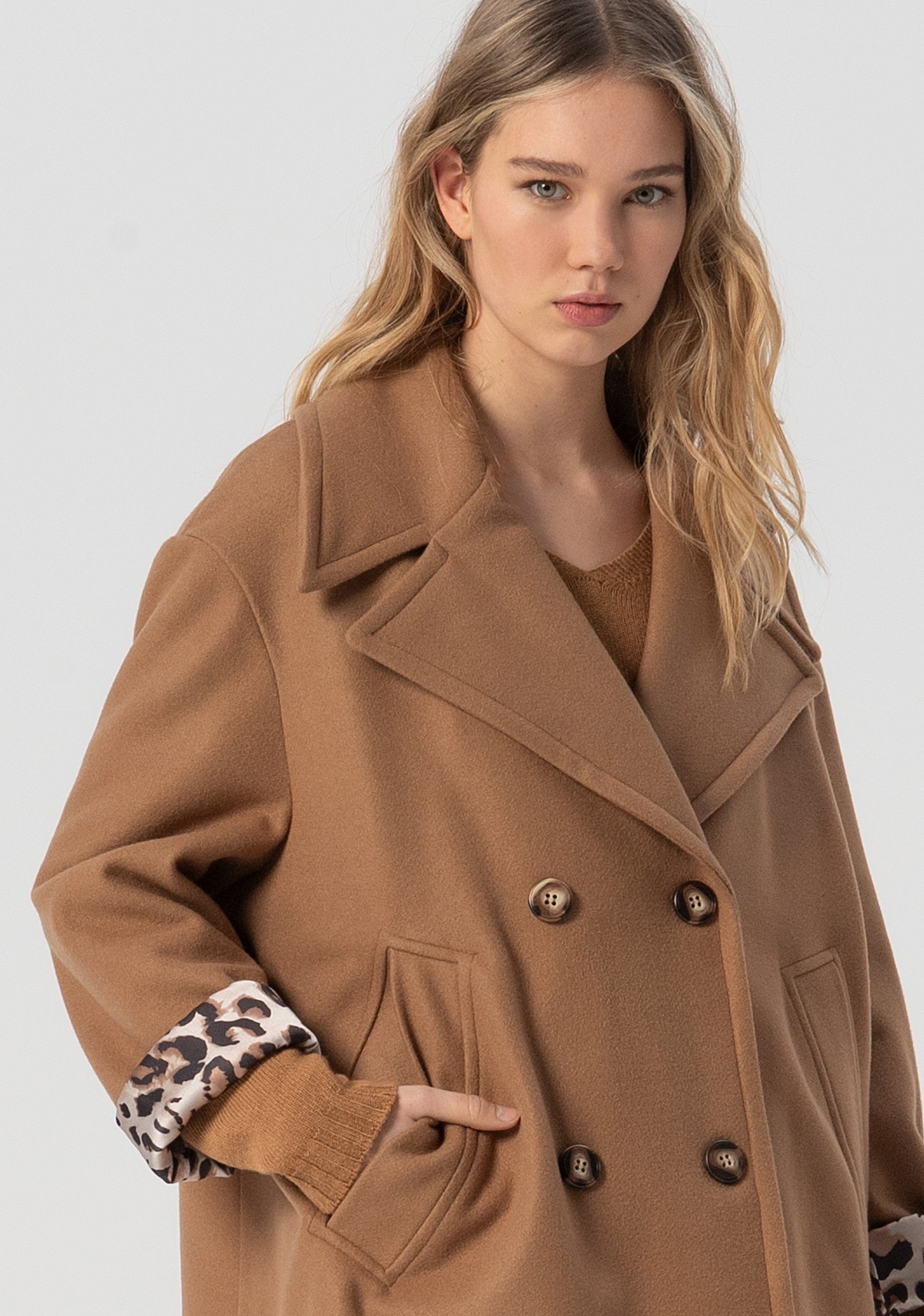 Coat oversize double breasted Fracomina FJ25WC1002W50001-T85-2
