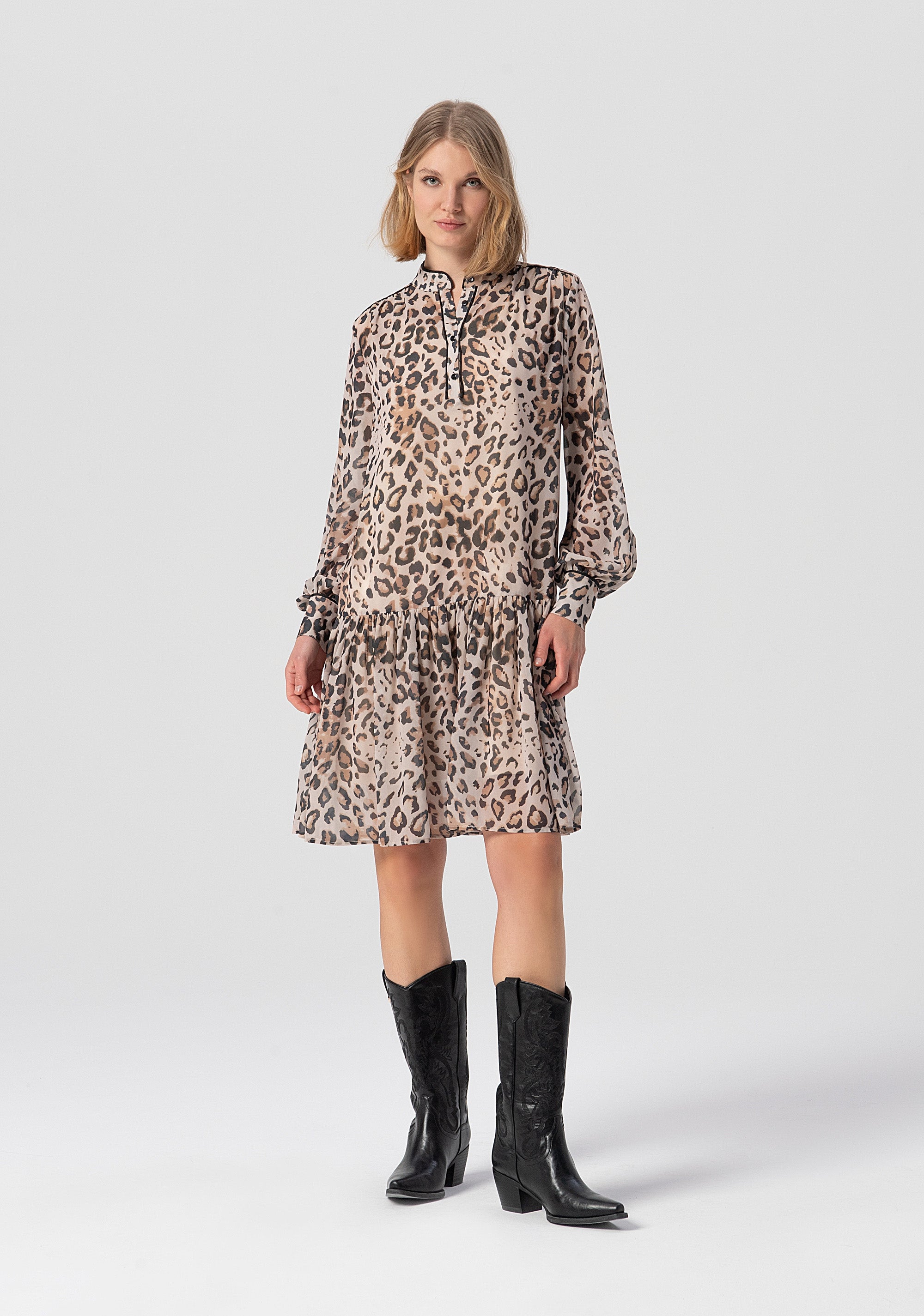 Mini dress soft fit with animalier pattern Fracomina FJ25WD1004W41201-C80-1