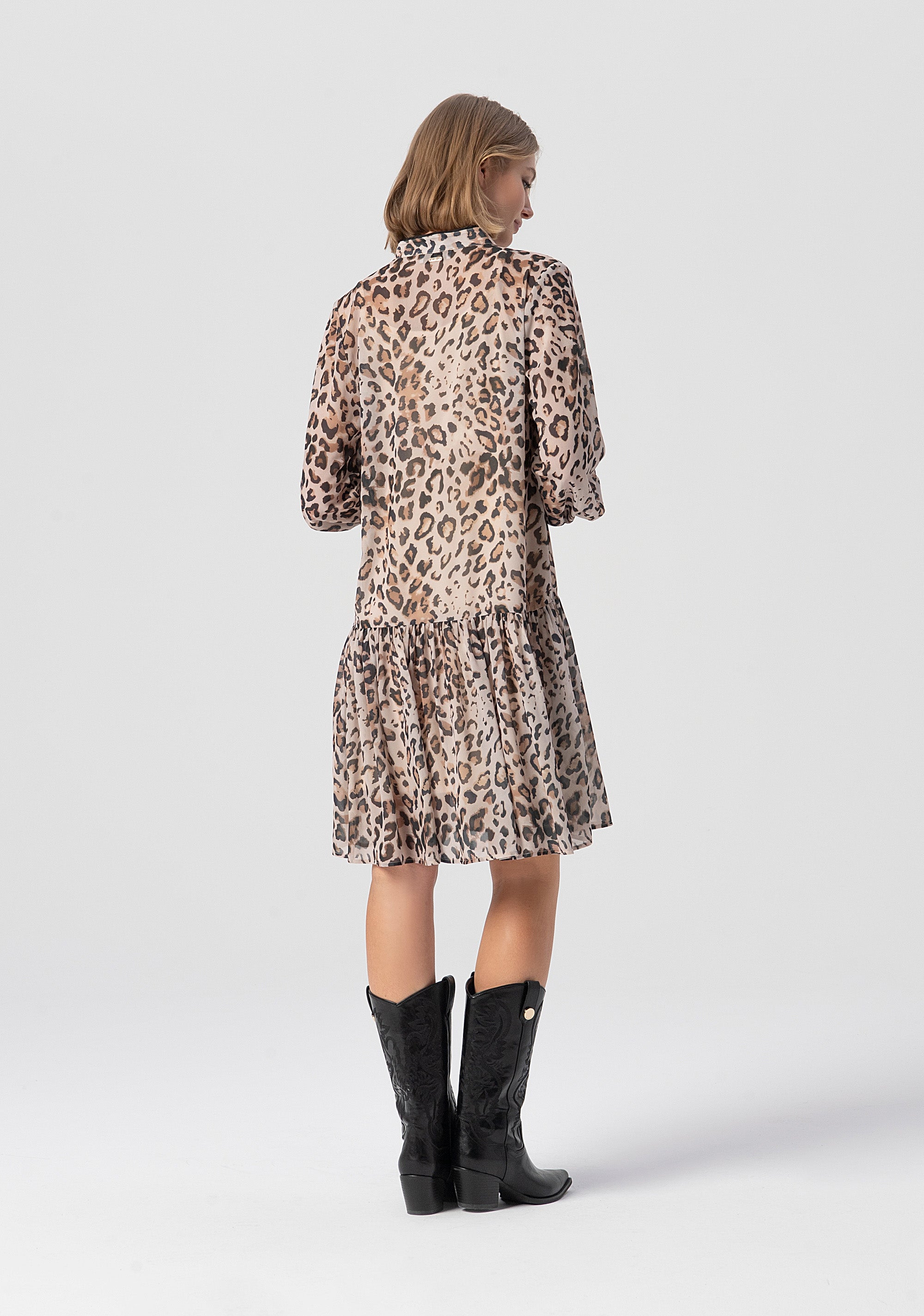 Mini dress soft fit with animalier pattern Fracomina FJ25WD1004W41201-C80-3