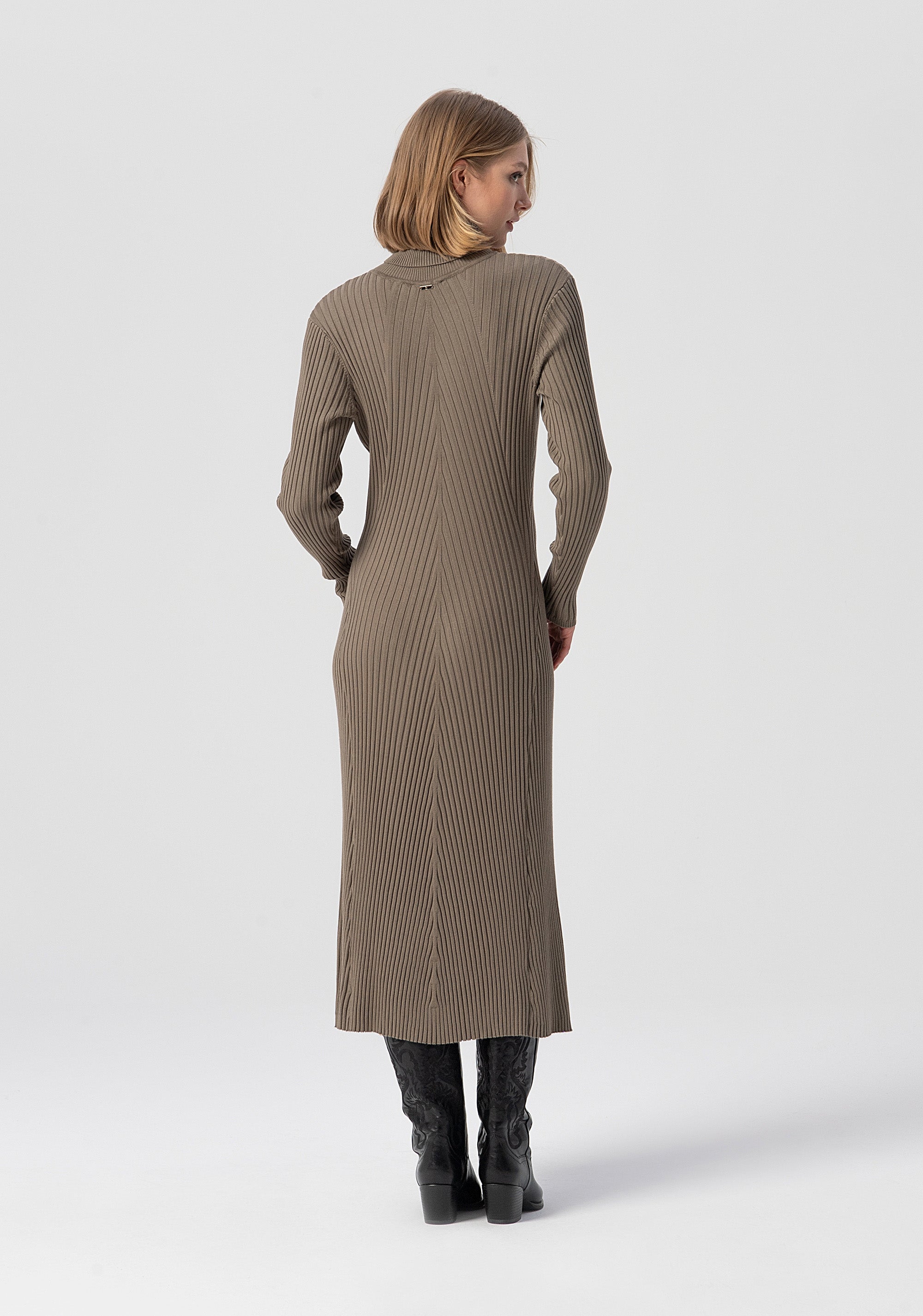 Long knitted dress regular fit with ribs Fracomina FJ25WD5009K42101-M20-3