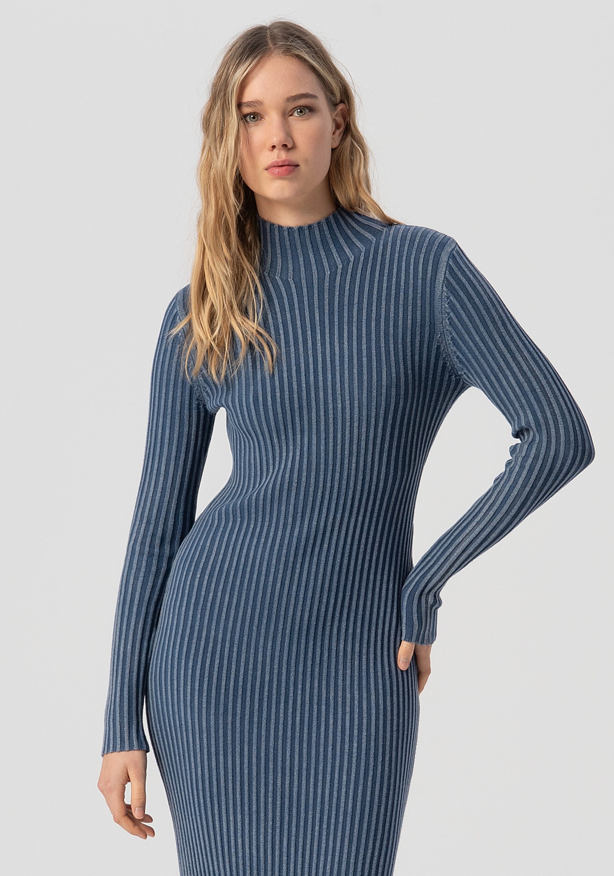Long knitted dress regular fit with ribs Fracomina FJ25WD5012K414O3-166-2