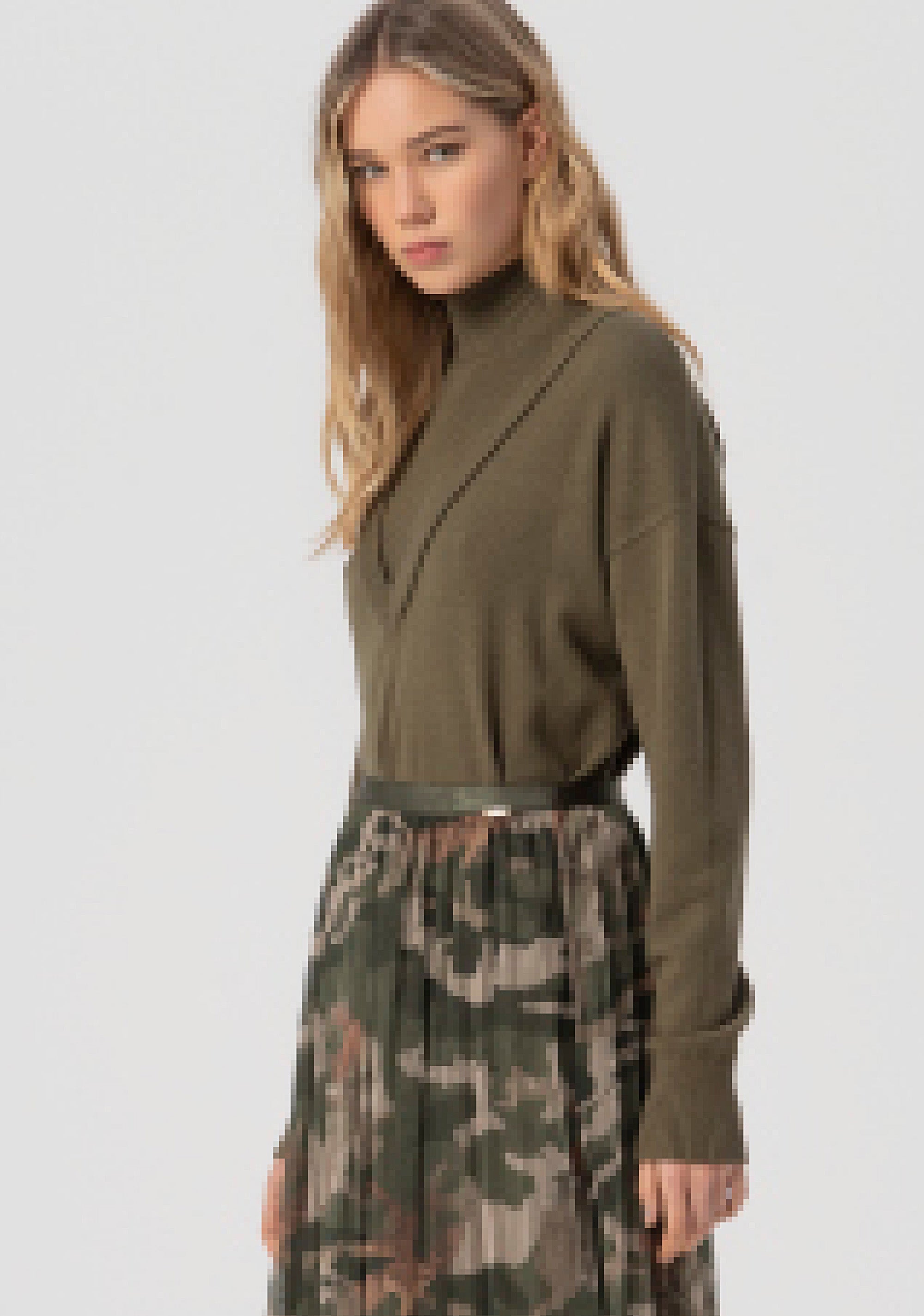 Flared skirt middle length made in georgette with mimetic pattern Fracomina FJ25WG2003W529B7-T72-2