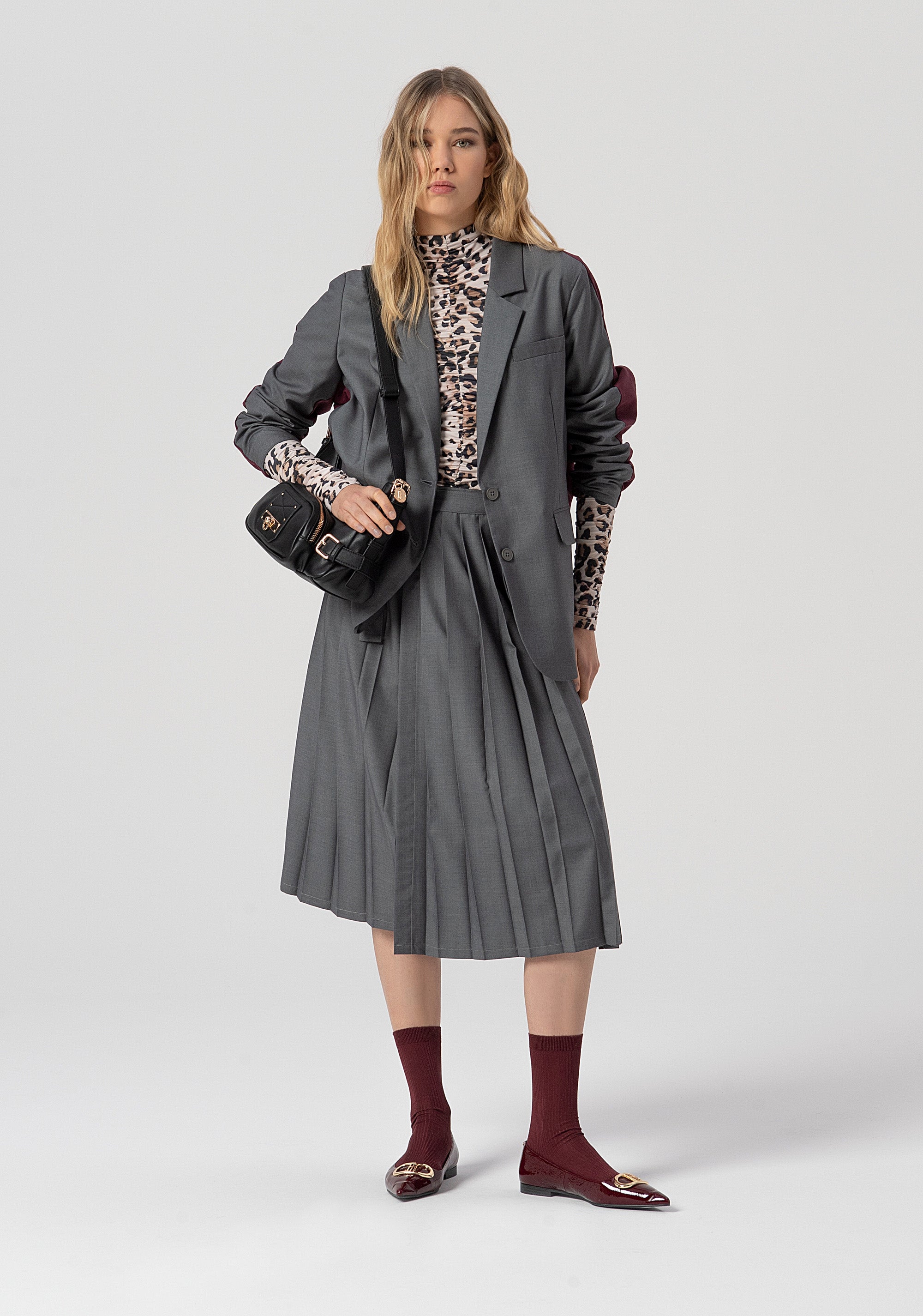 Flared wrap skirt middle length with plissè effect Fracomina FJ25WG2004W81701-156-4