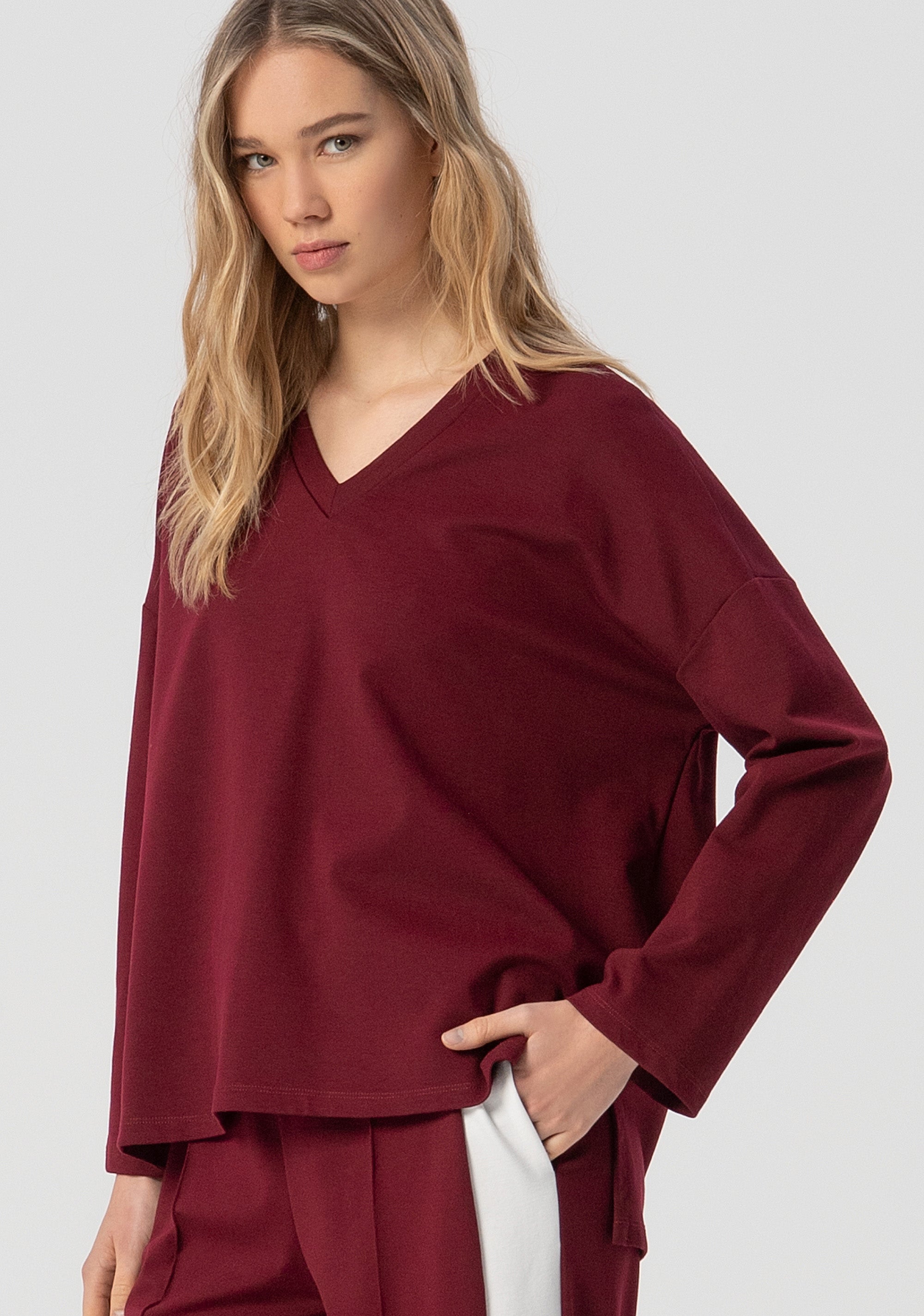 T-shirt wide fit with V-neck drop Fracomina FJ25WT3002W72701-H75-2